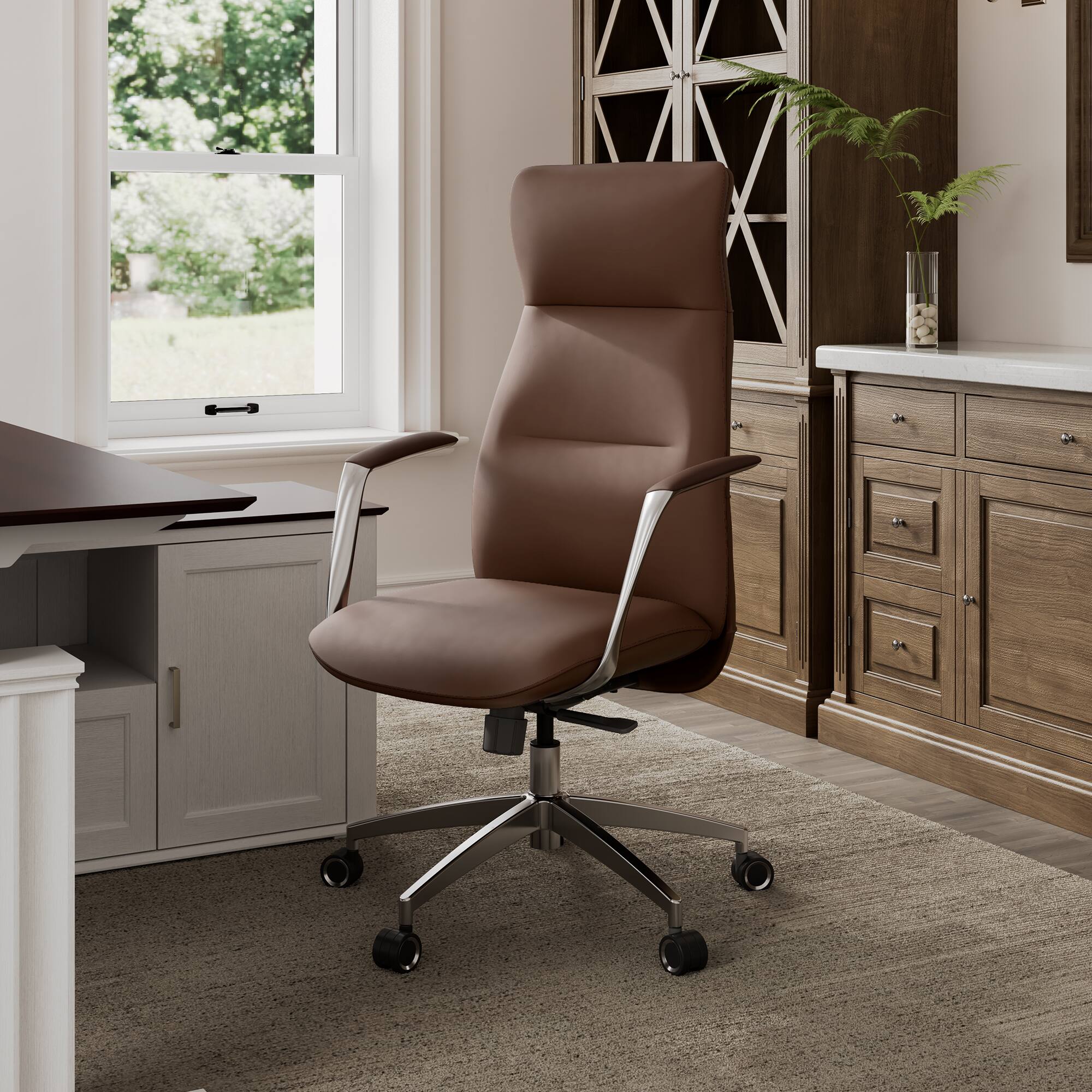Angle. Eureka Ergonomic - Ergonomic Executive Office Chair High Back - Brown.
