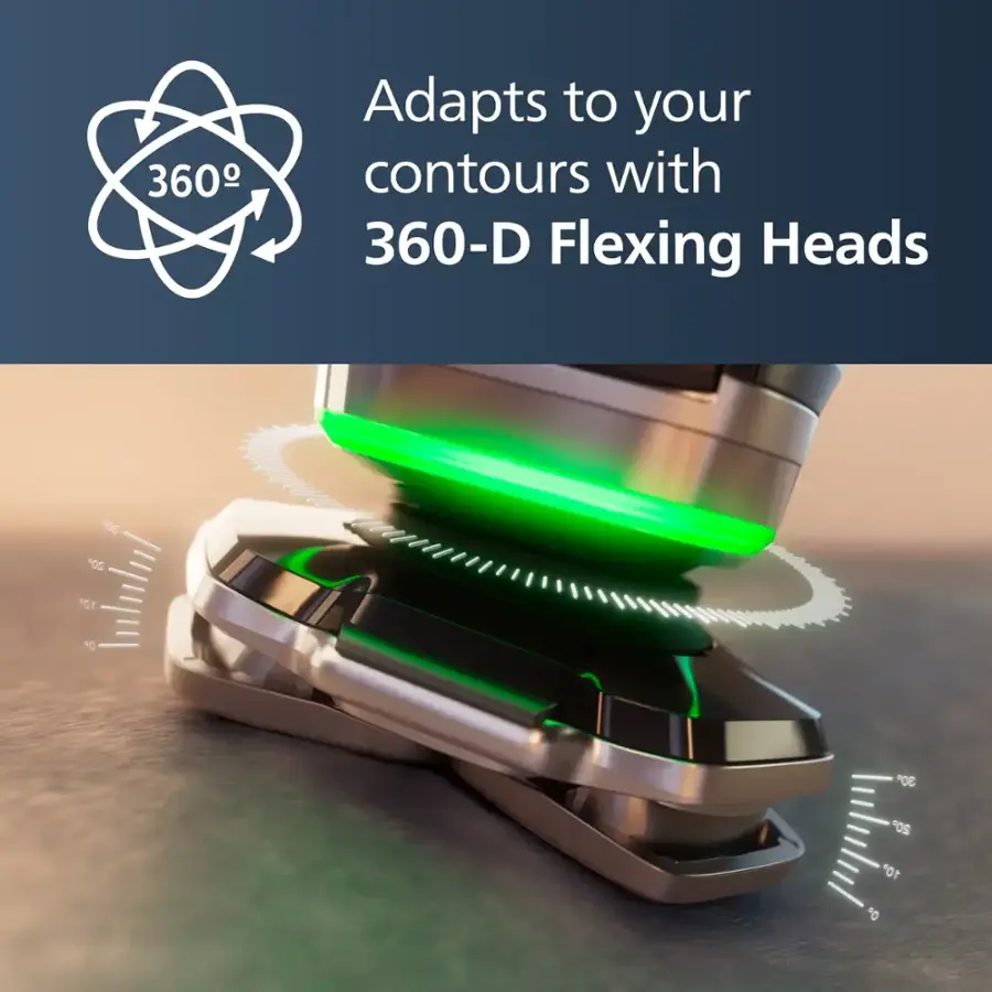 360 Adapts to your contours with 360-D Flexing Heads.
