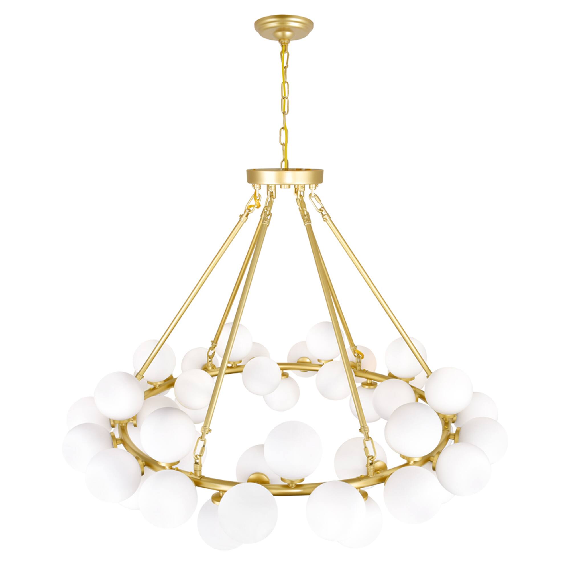 Angle. CWI Lighting - Arya 45 Light Chandelier With Satin Gold Finish - Satin Gold.