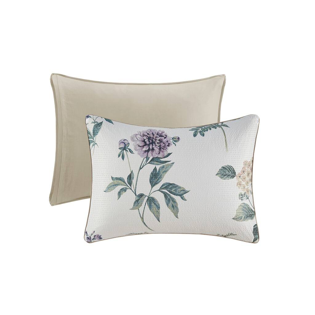 Alt View 4. Gracie Mills - Gracie Mills Marlin 7 Piece Printed Seersucker Comforter Set with Throw Blanket - Taupe/Blush.