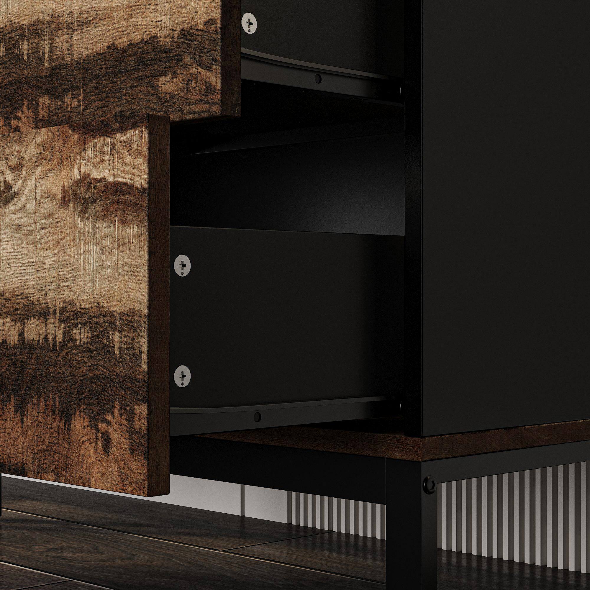 Alt View 2. Famapy - LED Lighted Display Cabinet – Glass & Wood Showcase for Collectibles, Figurines, Books, Home Decor - Black & Brown.