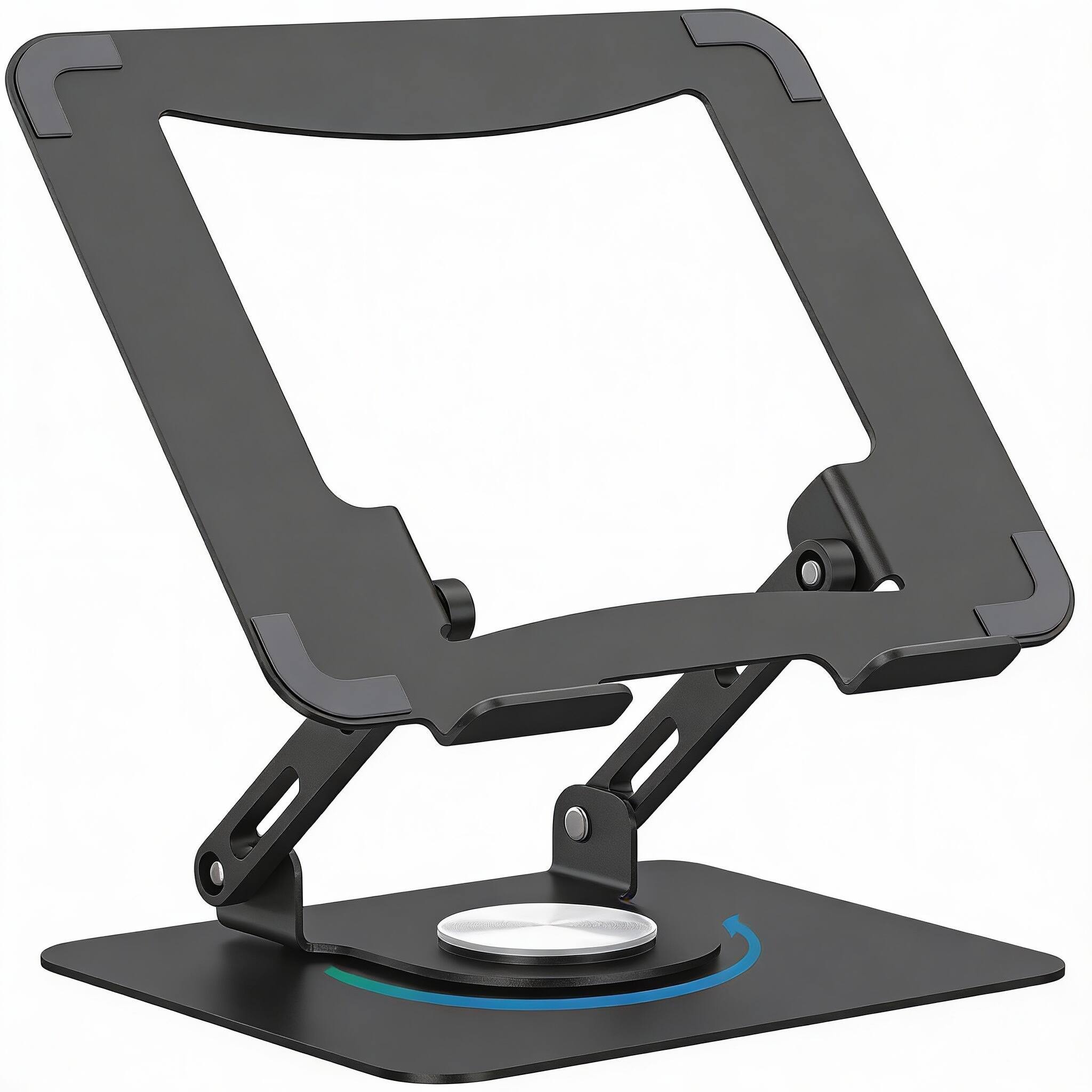 Front. Frangdom - 360° Rotating Laptop Stand Ergonomic Foldable Metal Riser - Black 10-15.6" Laptop Stand.