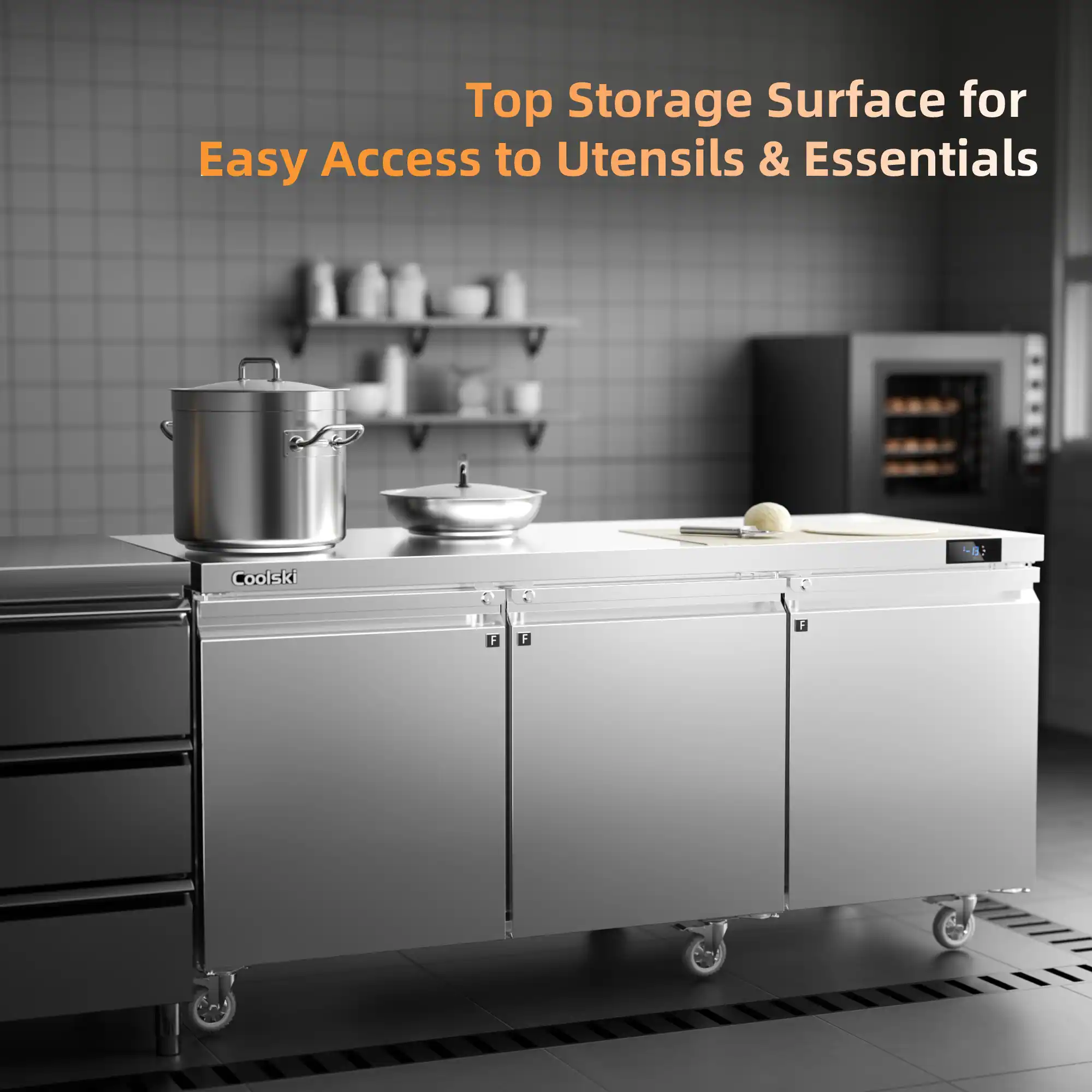 Top Storage Surface for Easy Access to Utensils & Essentials