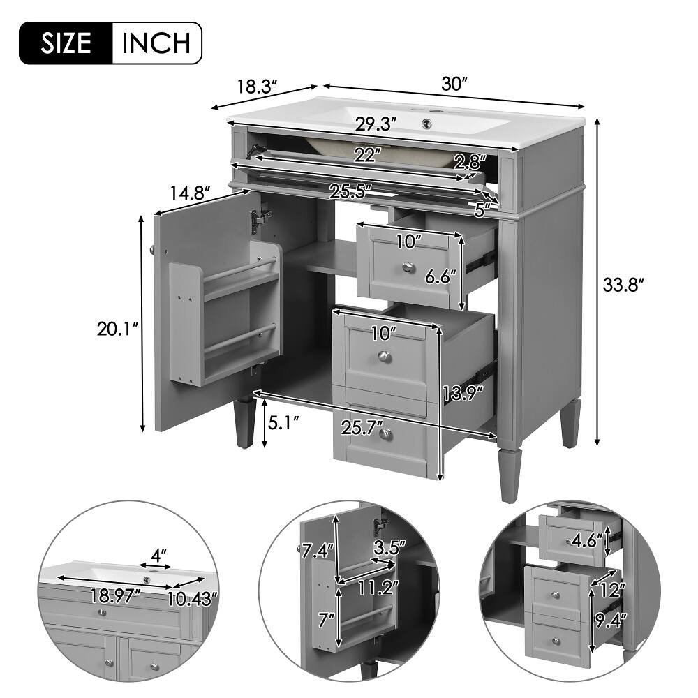 SIZE INCH  
18.3"  
30"  
14.8"  
29.3"  
22"  
25.5"  
2.8"  
10"  
6.6"  
33.8"  
20.1"  
10"  
5.1"  
25.7"  
13.9"  
4"  
18.97"  
10.43"  
7.4"  
7"  
3.5"  
11.2"  
4.6"  
9.4"