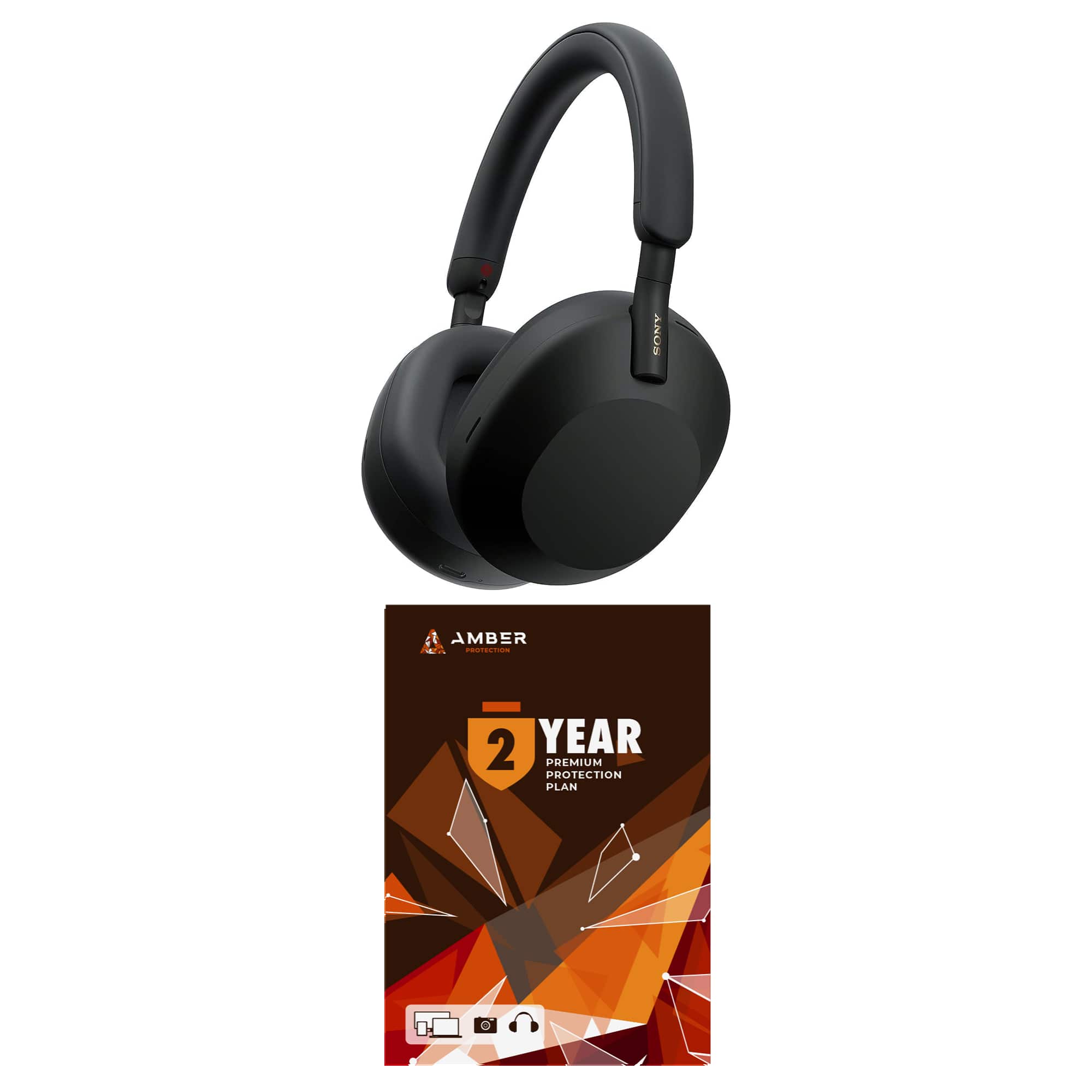 Sony - WH-1000XM5- Wireless Over-Ear Noise Canceling Headphones - with 2 Year Amber Protection Plan (2022) - Black