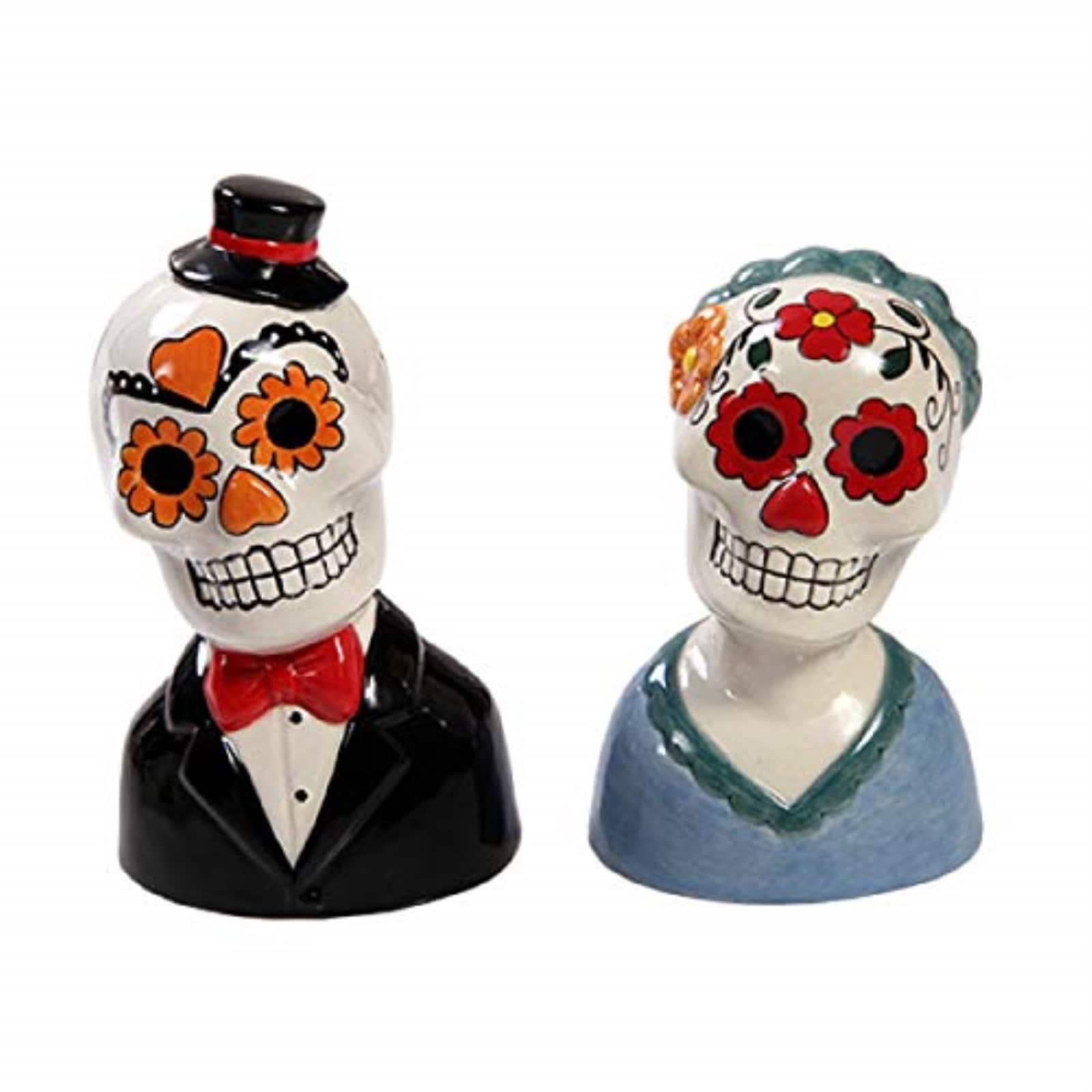 Pacific Trading - Day of The Dead Couple Man and Woman Ceramic Salt and Pepper Shaker Set - White price history on PriceWatchPro