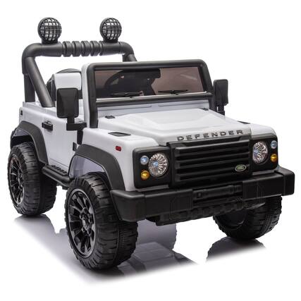 Front. BreeBe - Licensed Land Rover Defender Volta 5008 24V Kids Ride-On Car 2WD, Parents Control, Bluetooth, Music, LED Lights - White.