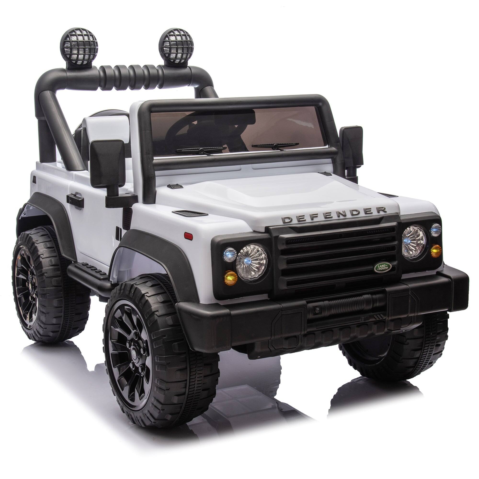 Front. BreeBe - Licensed Land Rover Defender Volta 5008 24V Kids Ride-On Car 2WD, Parents Control, Bluetooth, Music, LED Lights - White.