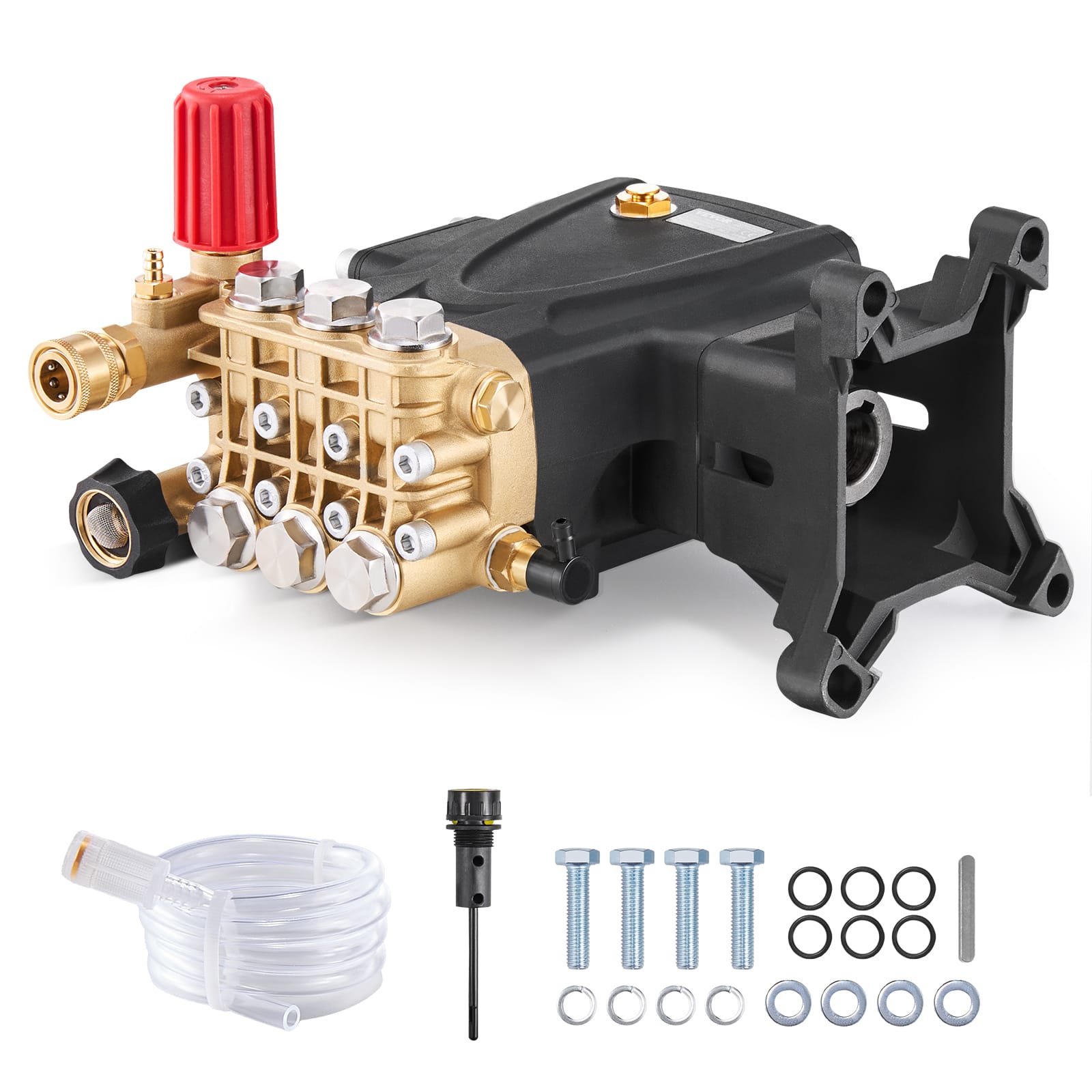 VEVOR - Pressure Washer Pump, 1" Shaft Horizontal Triplex Plunger, 4000 PSI, 4.0GPM, Replacement Power Washer Pumps Kit - Black