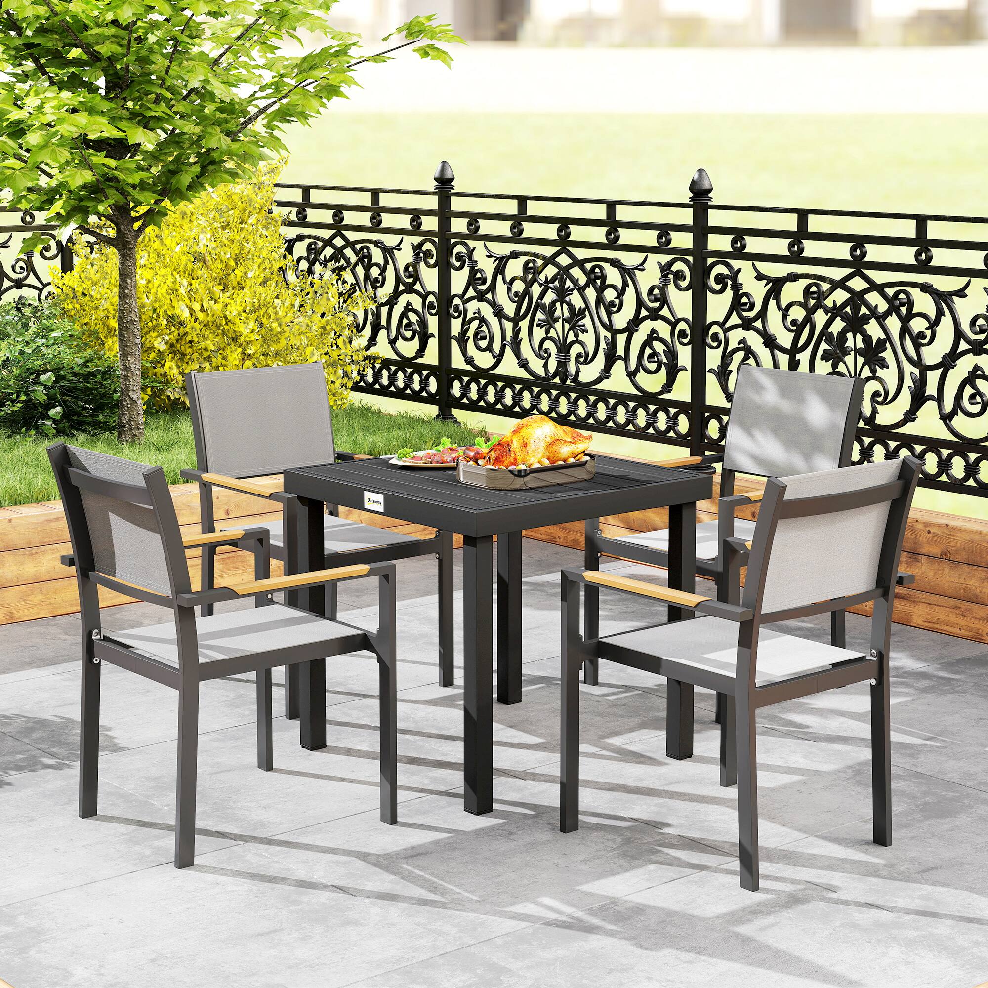 Alt View 8. Outsunny - Patio Dining Table for 4 - Black.