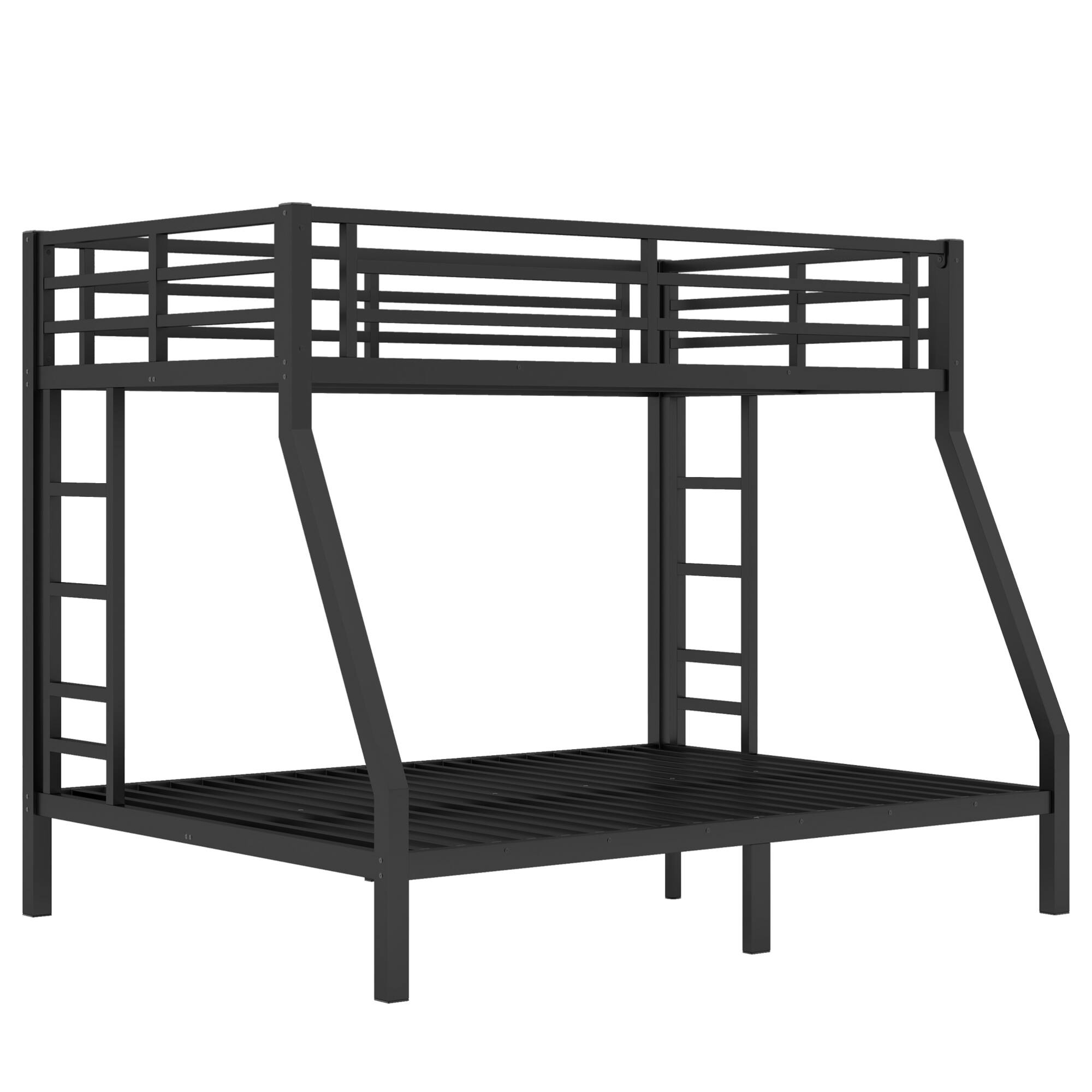Back. GOODSILO - Space-Saving Twin Over Full Bunk Bed for Teens and Adults with Noise Reduction and Sturdy Metal Frame - Black.