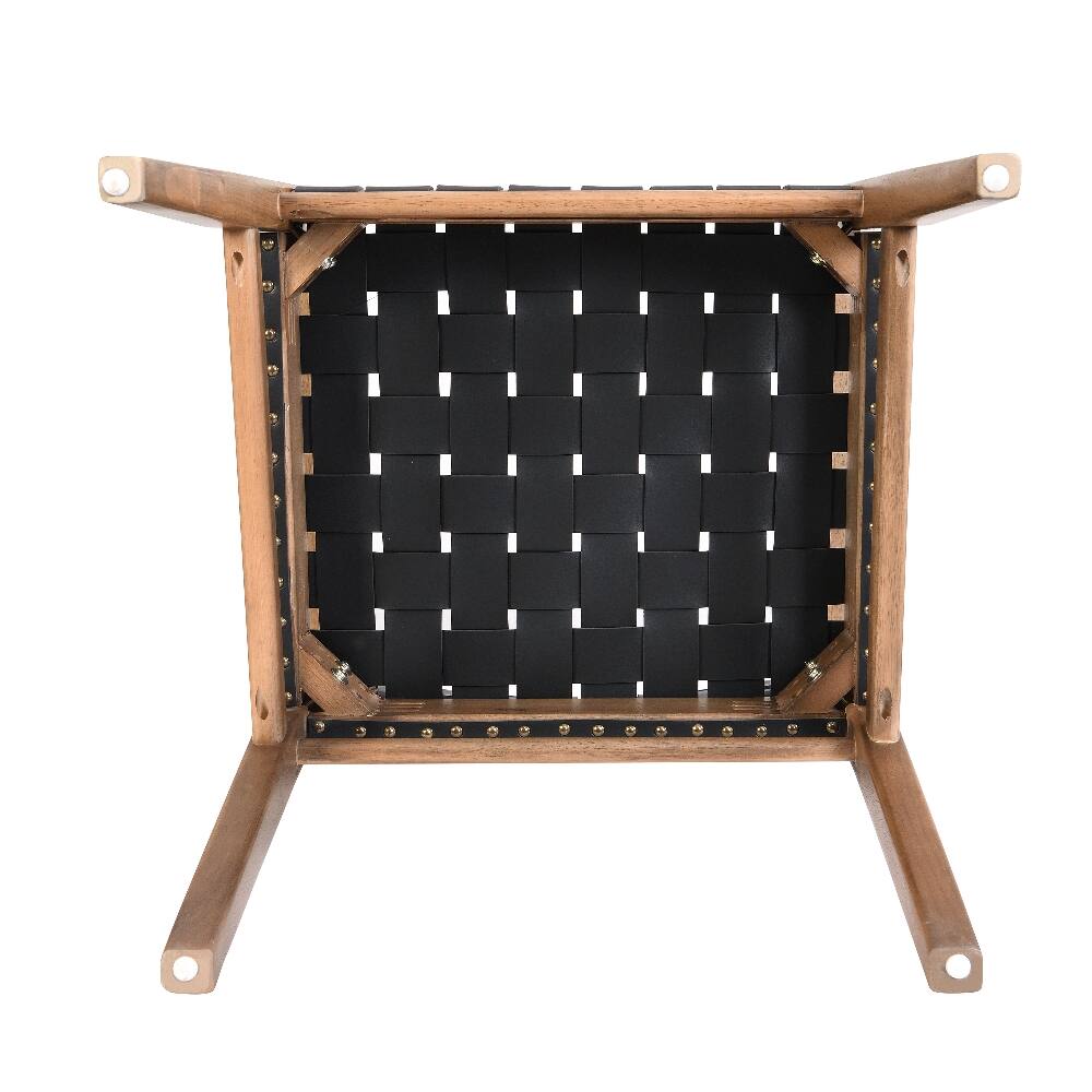 Alt View 8. Loheer - Loheer PU Leather Dining Chairs Set of 2 Industrial Modern Rubberwood Black - Black.