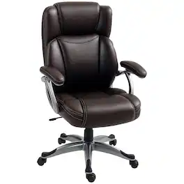 Homcom - Leather High Back Office Chair - Brown