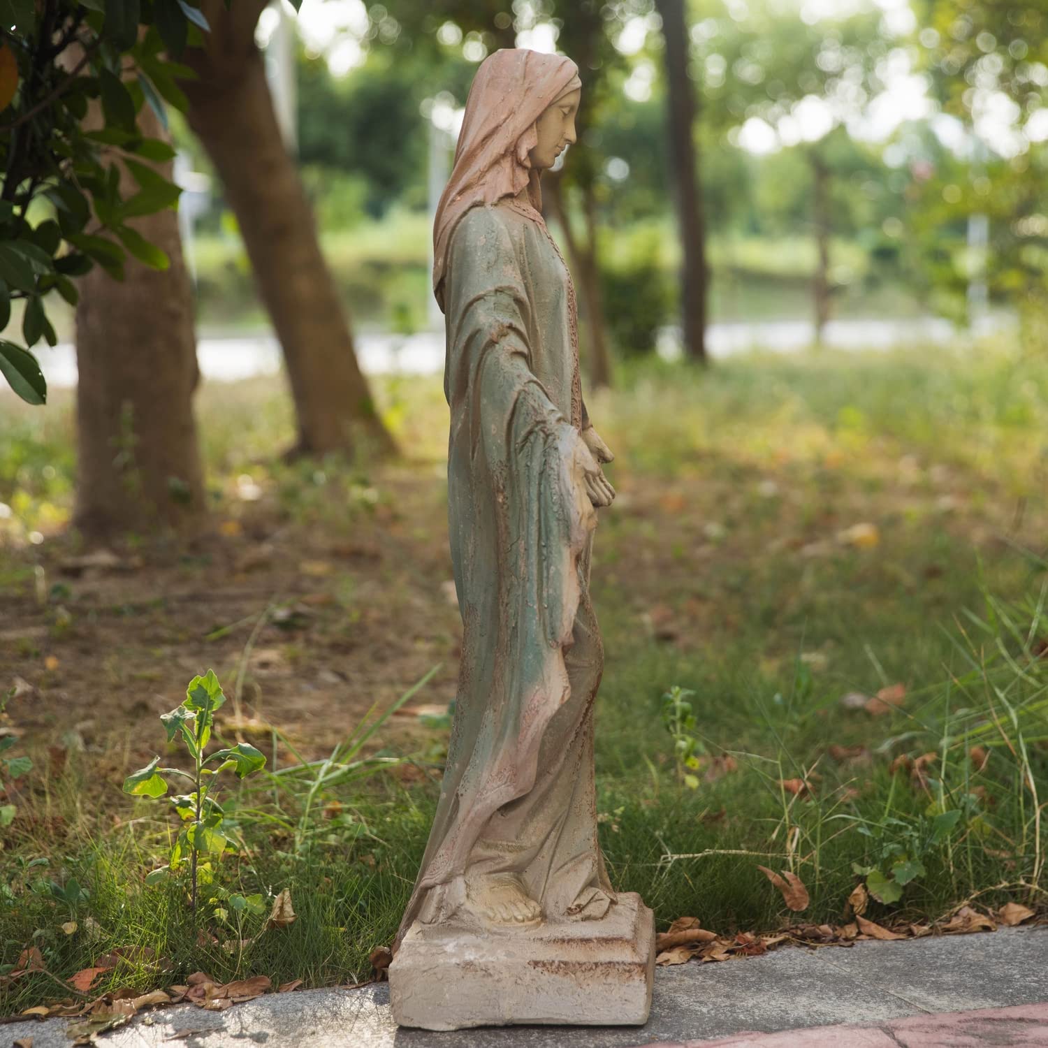 Alt View 2. Refined Abode Design - Virgin Mary Garden Statue Outdoor H31 Blessed Saint Mother Of God Large Holy Madonna Religious Sculpture Yard.