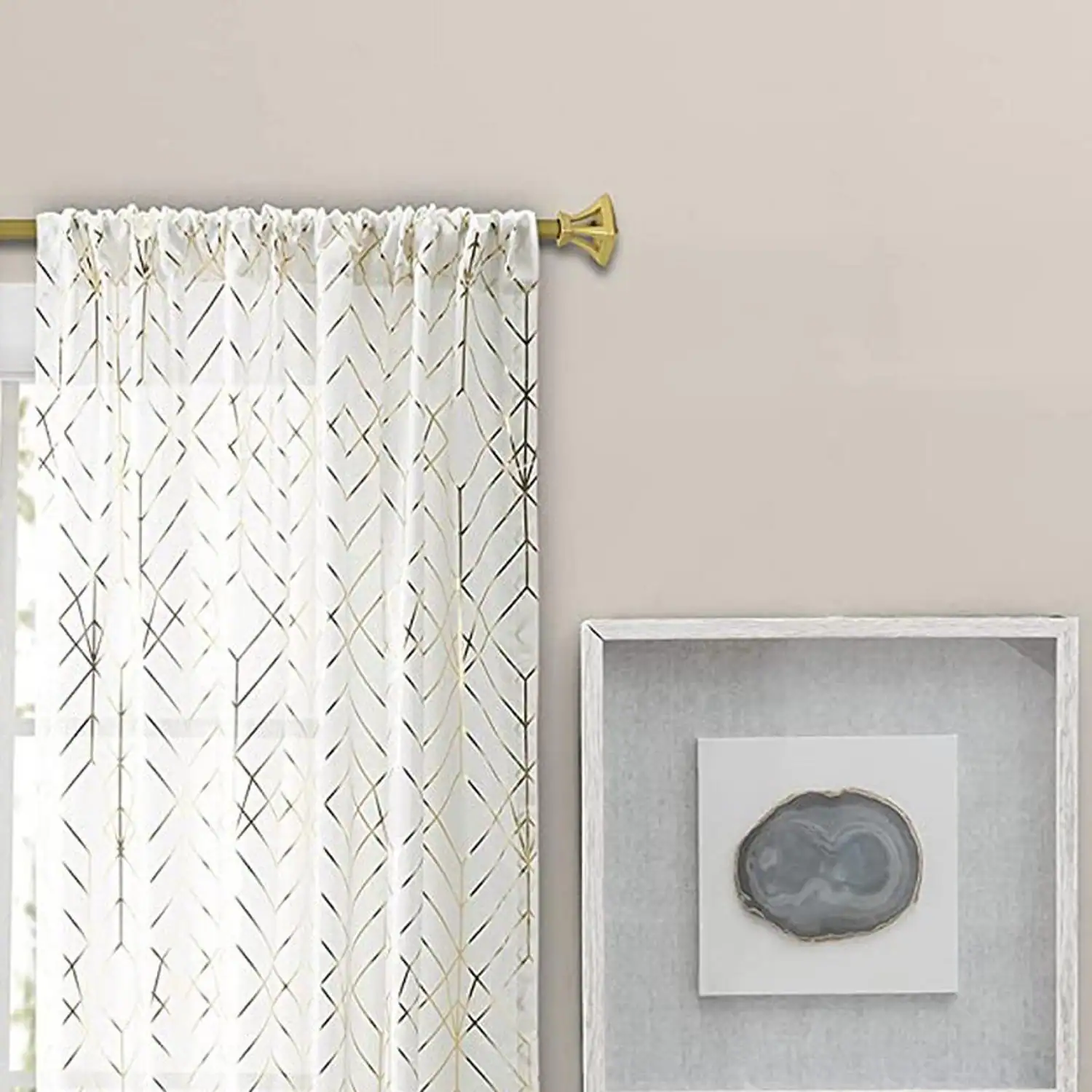 Angle. Ellis Curtain - Ellis Curtain Deco Crushed Taffeta Rod Pocket Tailored Panel - 48x63" Gold - Gold.