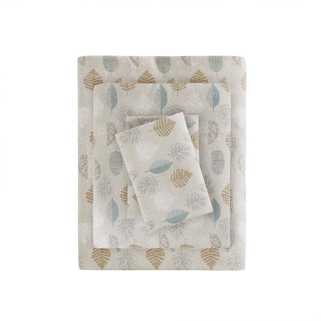 Front. Gracie Mills - Gracie Mills Persephone Cotton Flannel Sheet Set - Multi Leaves.