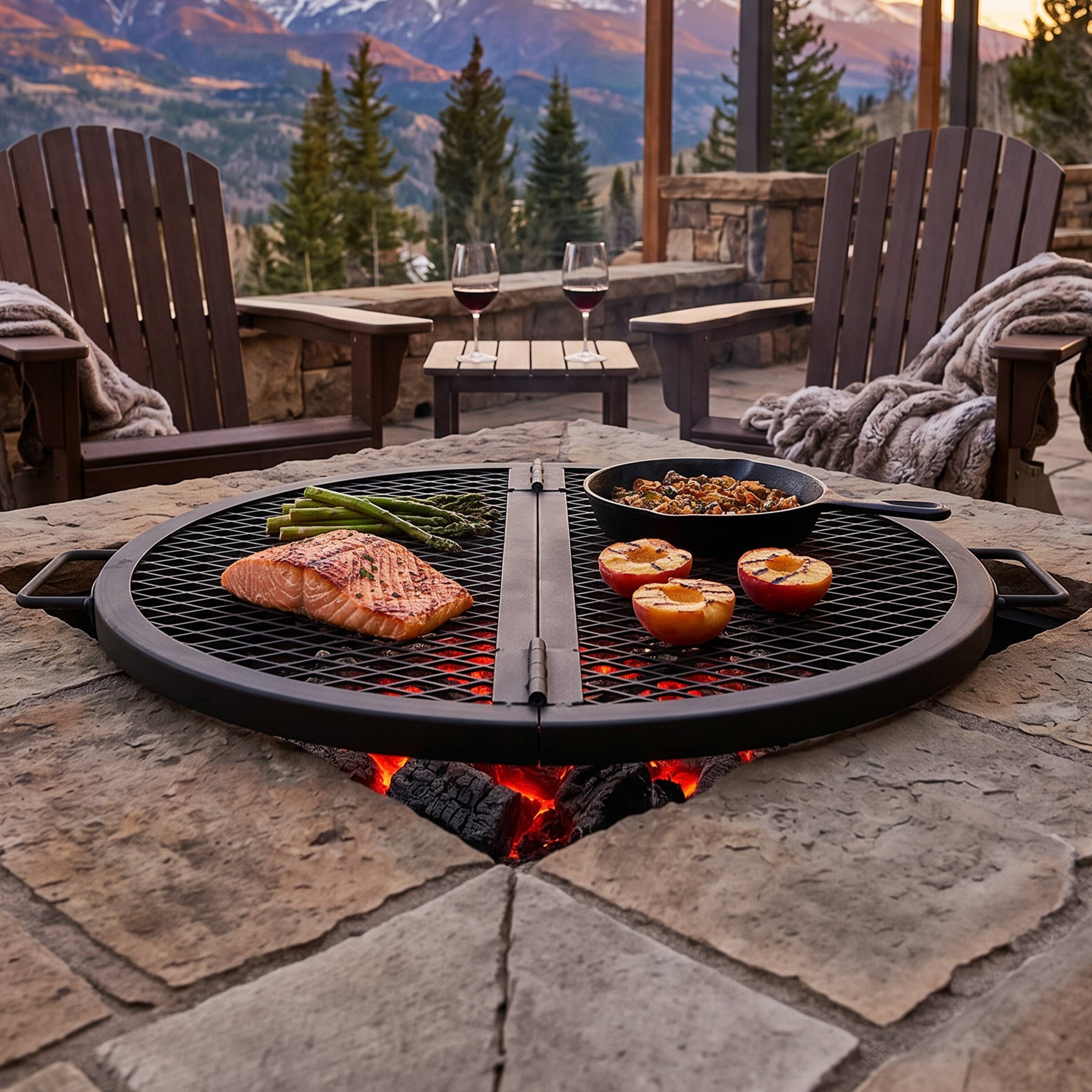 Alt View 9. Sunnydaze - Folding Black Steel Round Fire Grate - 30 in - Black.
