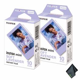 Fujifilm - 2xFUJIFILM INSTAX MINI Soft Lavender Instant Film (10 Exposures), Microfiber Cleaning Cloth, Bundle