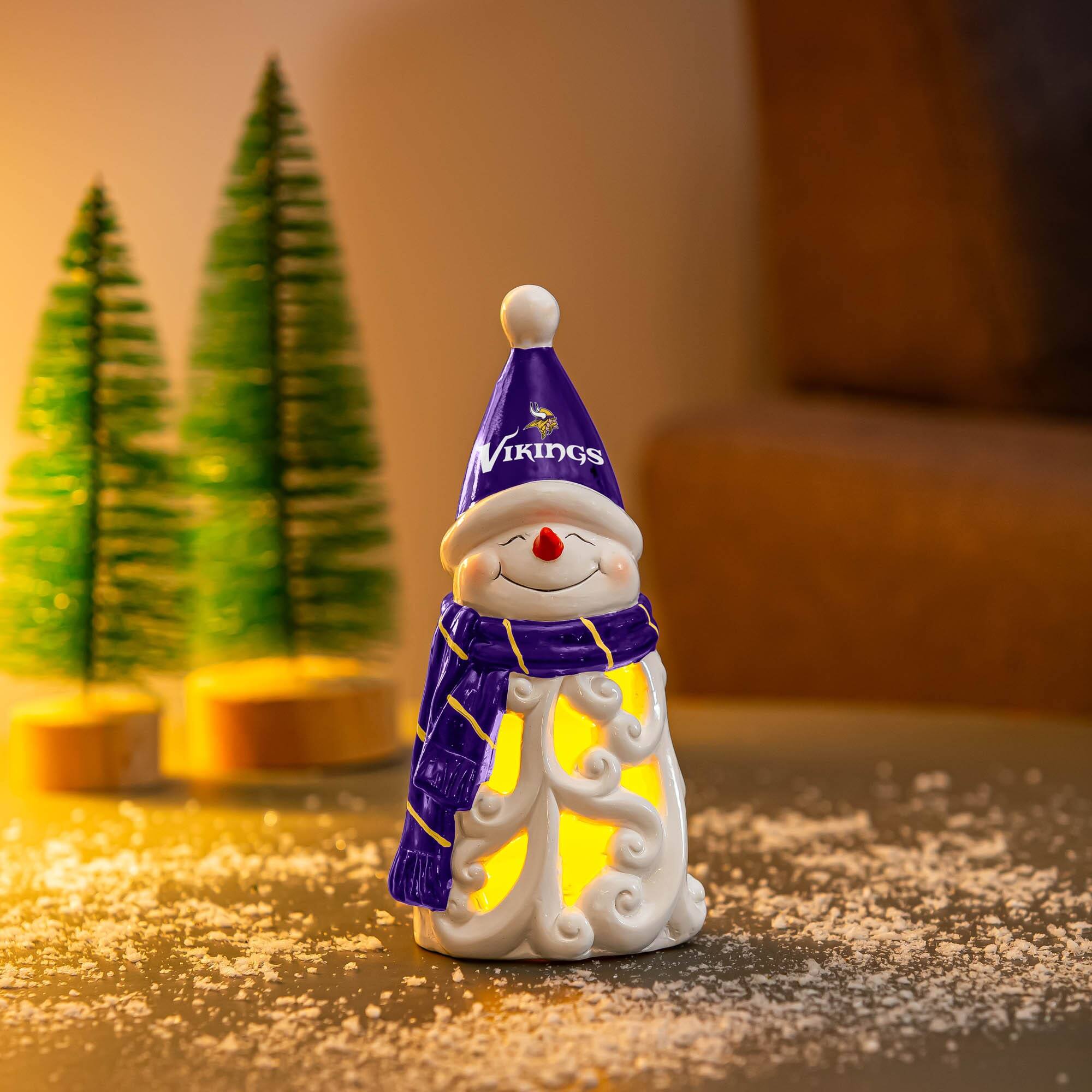 Alt View 1. Evergreen Enterprises - Minnesota Vikings LED 8" Snowman Lit Garden Statue - Purple.