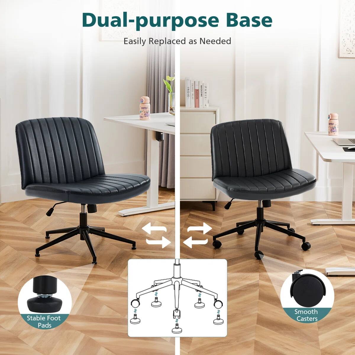 Dual-purpose Base Easily Replaced as Needed

- Stable Foot Pads
- Smooth Casters