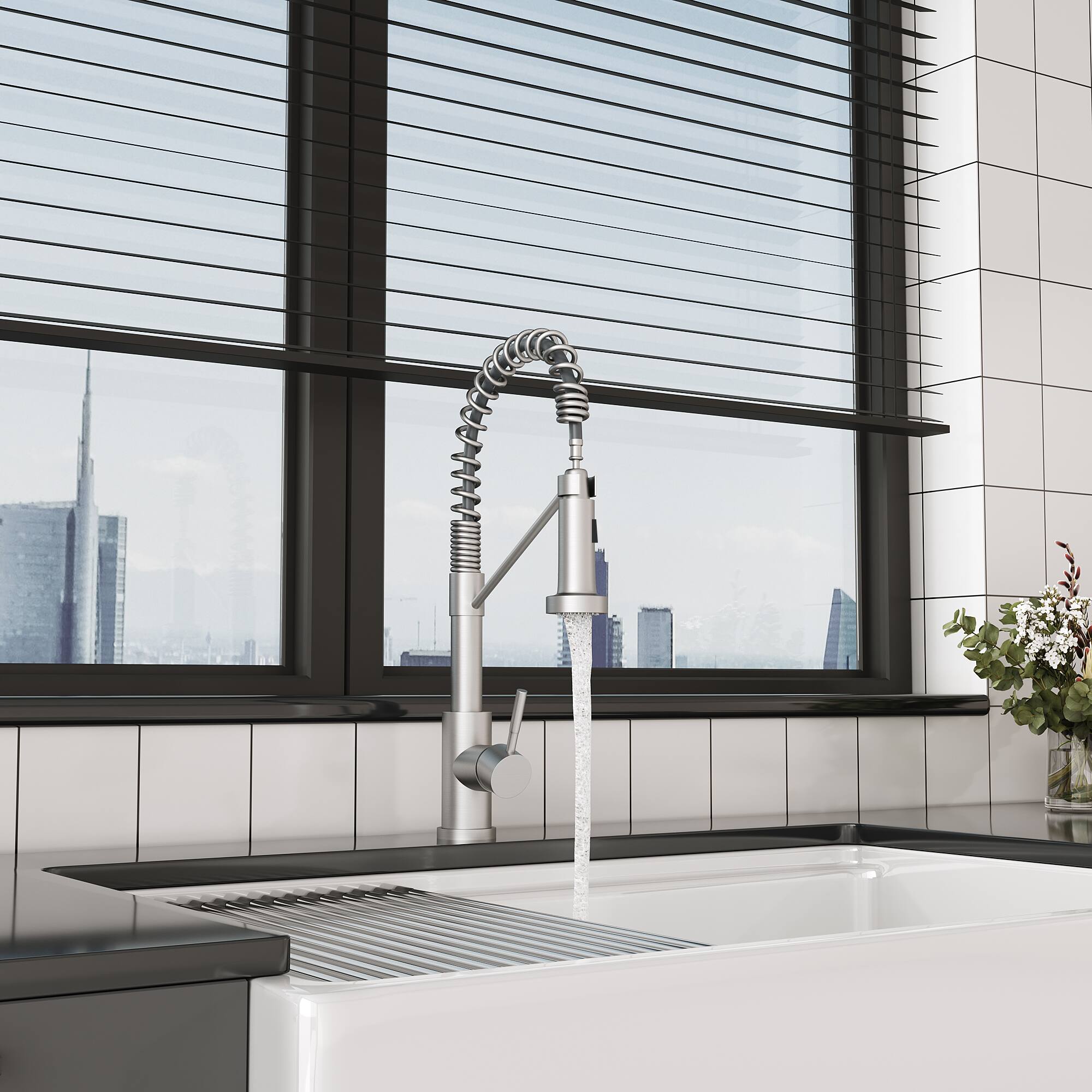 Left. Bothwa Home - Bothwa Home KF-YQ603-BN 19 - Inch Enzoh Kitchen Faucet in Brushed Nickel Finish - Brushed Nickel.