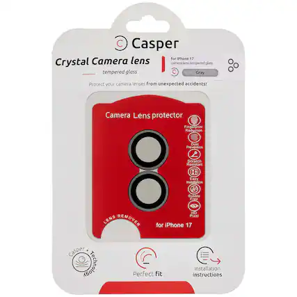 Casper
Crystal Camera lens
tempered glass
For iPhone 17
camera lens tempered glass
Gray
Protect your camera lenses from unexpected accidents!
Camera Lens protector
Fingerprint Reduction
Dust Prevention
Scratch Resistant
Easy Installation
Bubble Free
HD Pixel
for iPhone 17
Perfect fit
Installation instructions
Casper Technology