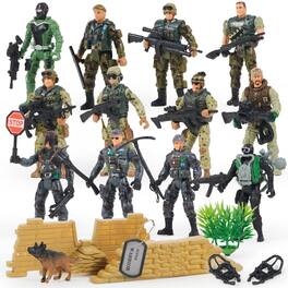 Joyfy - 16 Pcs Military Toy Soldiers Playset for Kids, Army Men and SWAT Team with Military Soldiers Action Figures Playset
