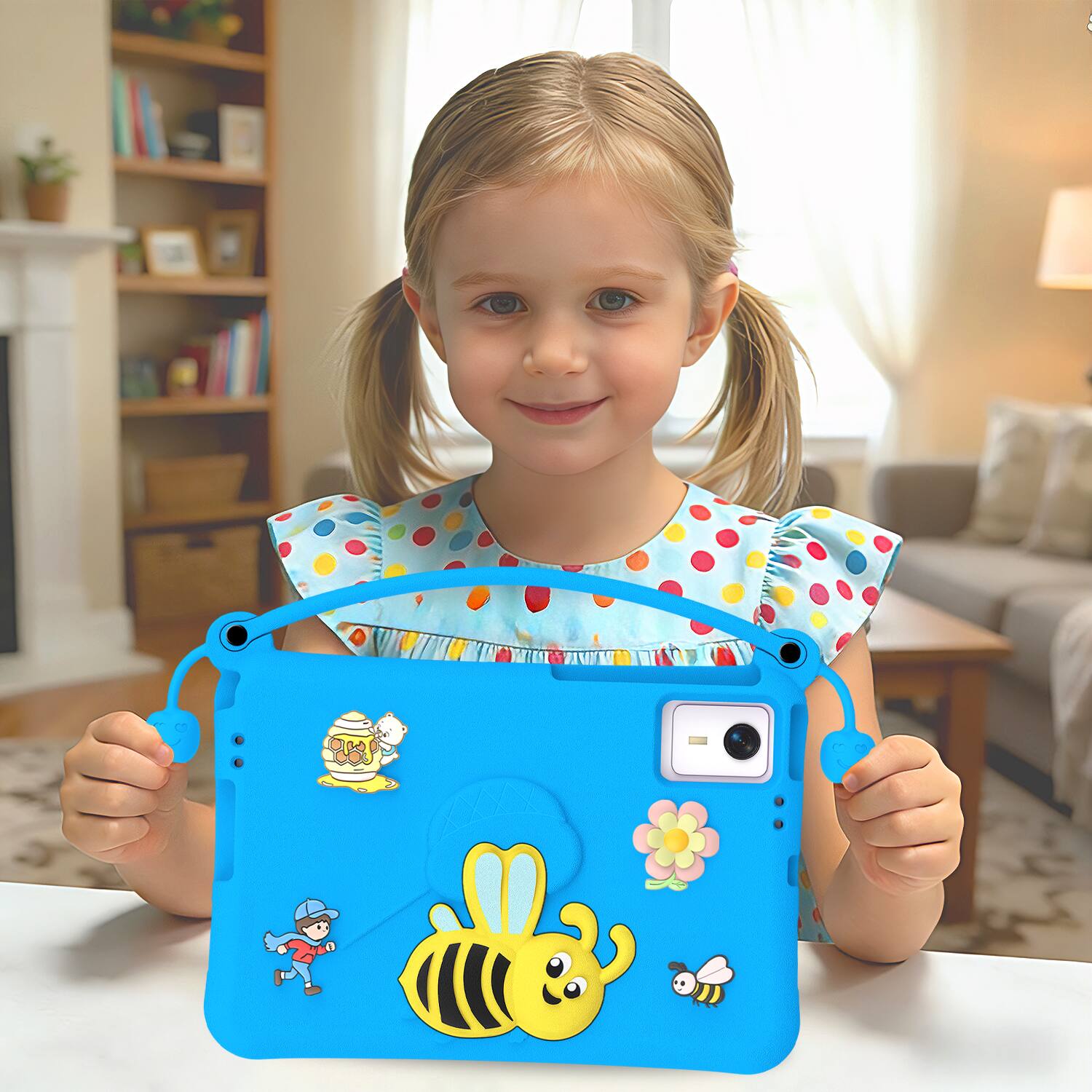 Alt View 3. Dteck - for Samsung Galaxy Tab S11 1"2025(X730/X736) Kids EVA Tablet Case, Cut Cartoon Folding Stand Shockproof Cover + Handle - Blue.