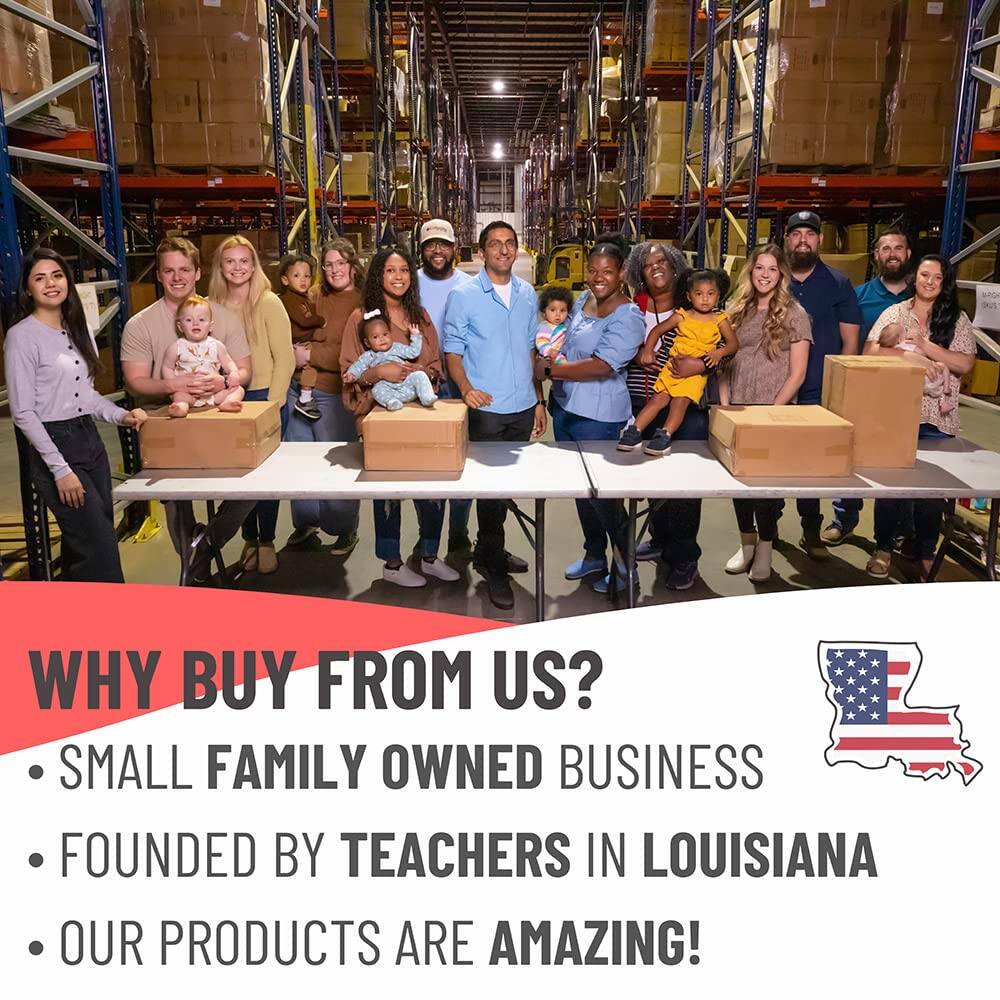 WHY BUY FROM US?

- SMALL FAMILY OWNED BUSINESS
- FOUNDED BY TEACHERS IN LOUISIANA
- OUR PRODUCTS ARE AMAZING!