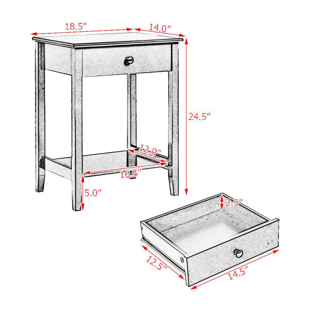 18.5" x 14.0" x 24.5"  
1-2.0" x 16.5" x 5.0" x 2.5" x 12.5" x 14.5"