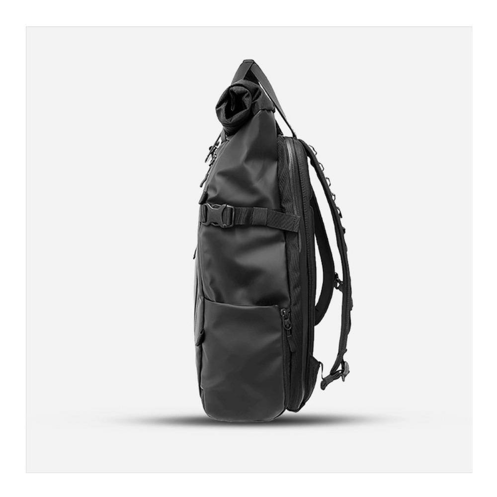 Left. WANDRD - Wandrd PRVKE Backpack  Weather-Resistant and Expandable Bundle (Black) - Black.