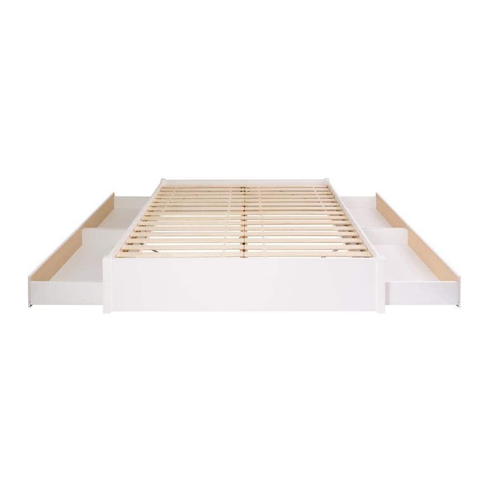 Hivvago - King Size 4 Drawer Storage Wooden 4 Post Platform Bed Frame - White