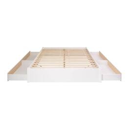 Hivvago - King Size 4 Drawer Storage Wooden 4 Post Platform Bed Frame - White