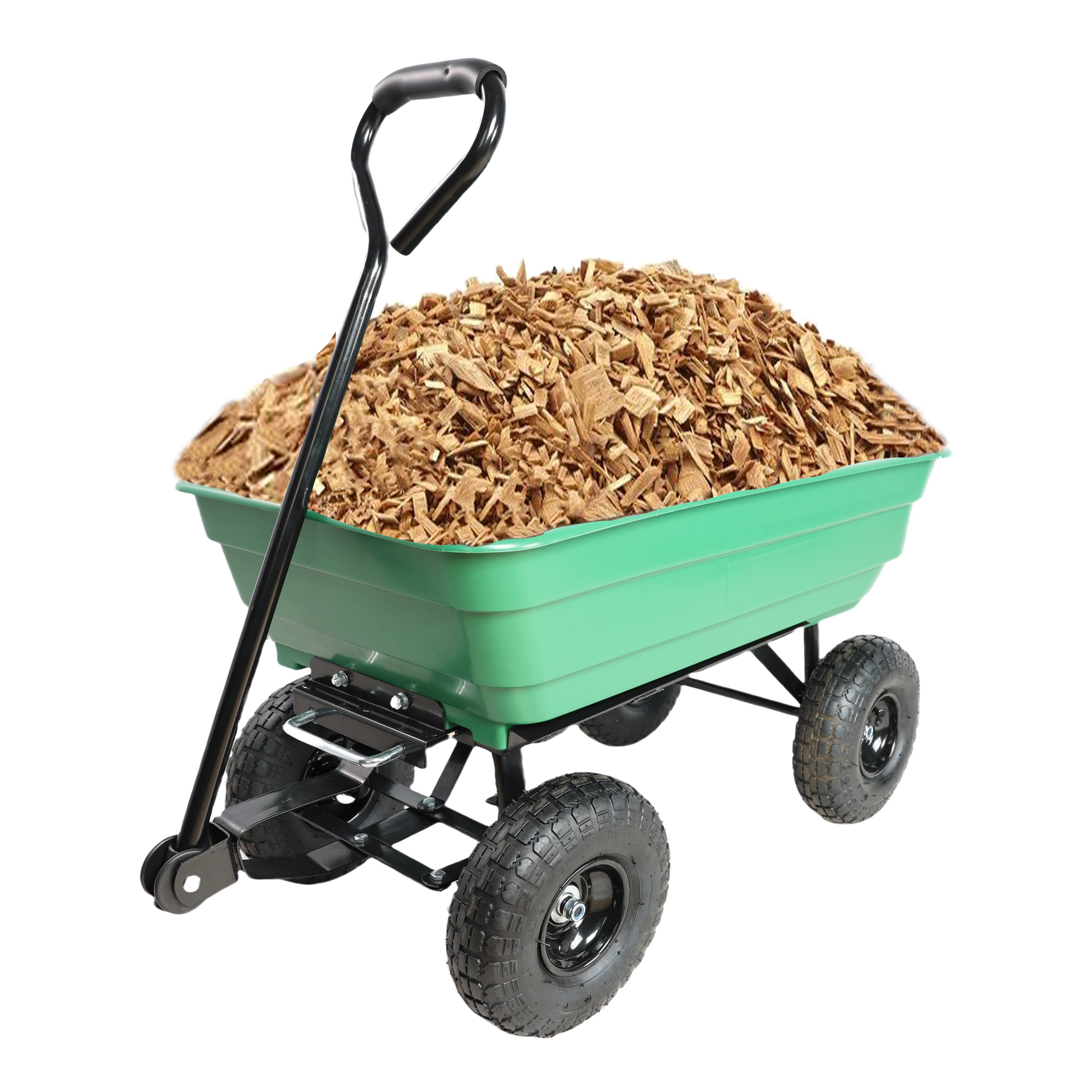 Front. COWLOWN - Foldable 300 lb Poly Garden Dump Cart Steel Frame 10in Tire 75L Grass Green - Grass Green.