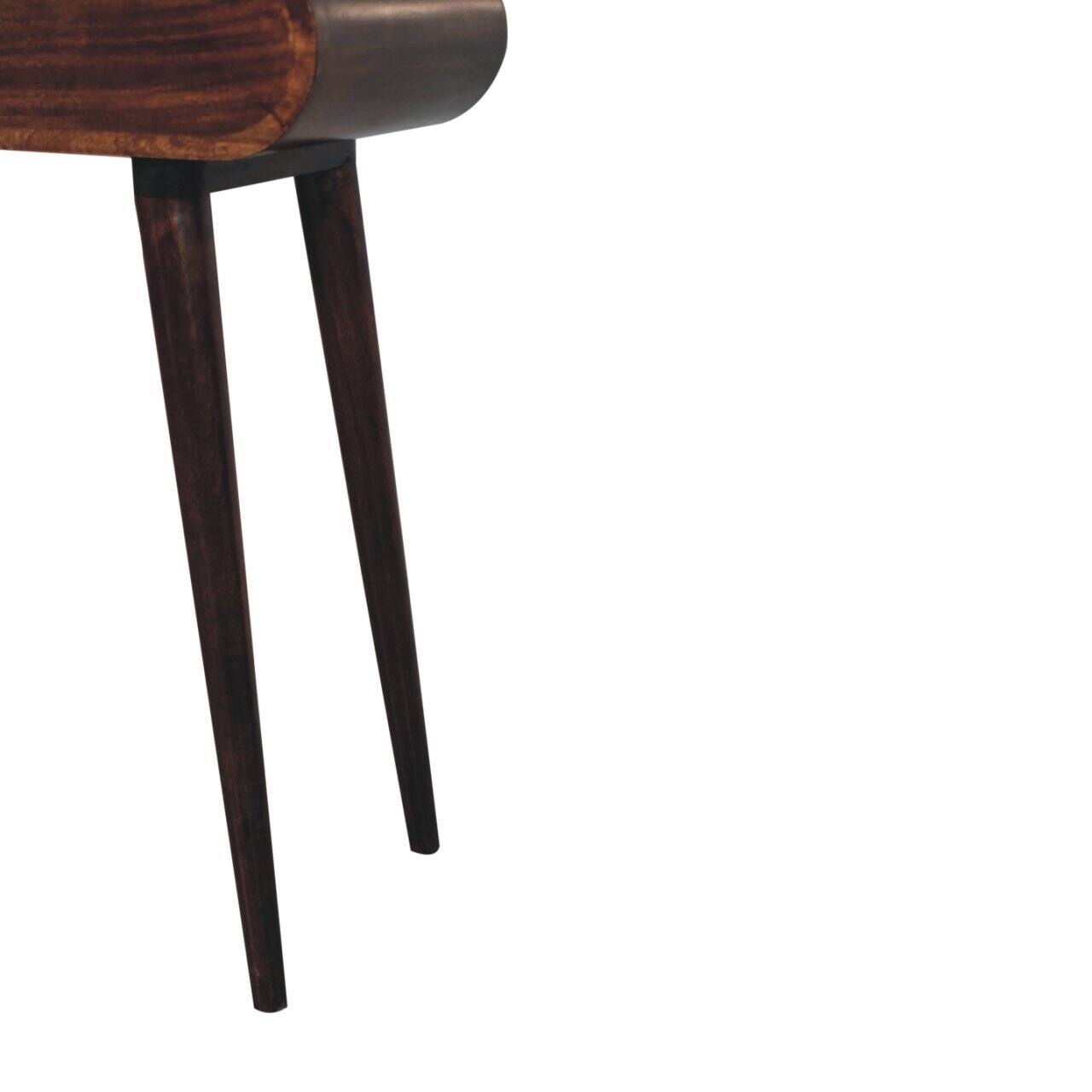 Alt View 5. Artisan Furniture - Artisan Furniture Solid Wood Mini California Walnut Dressing Table with Foldable Mirror, 4 Storage Compartments - Dark Brown.