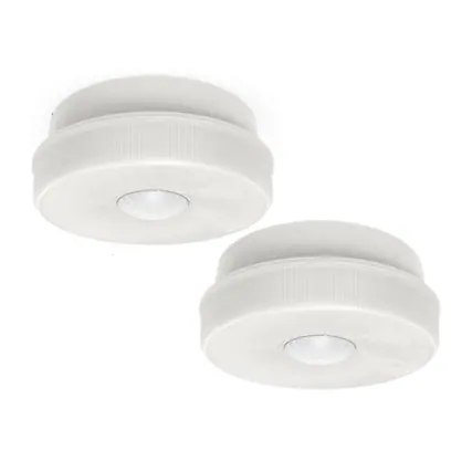 Front. IQ America - IQA Battery Powered Motion Activated Ceiling Light 7in 1150 Lumens Indoor Outdoor Eaves Sheds Closets Attic 2pk - White.