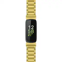 StrapsCo - Evening Bracelet Stainless Steel Watch Band Strap For Fitbit Inspire 3 - Yellow Gold