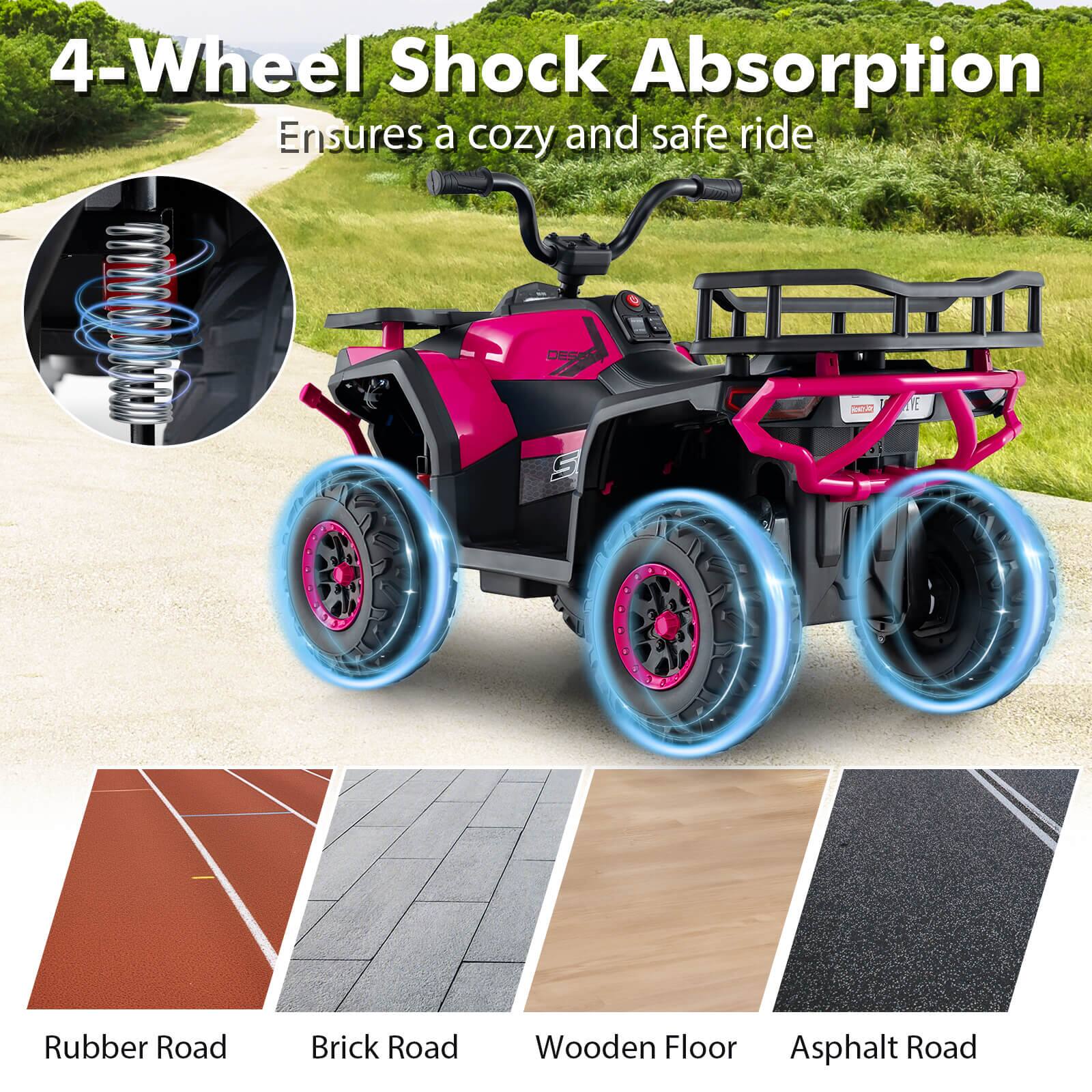 4-Wheel Shock Absorption  
Ensures a cozy and safe ride  

Rubber Road  
Brick Road  
Wooden Floor  
Asphalt Road