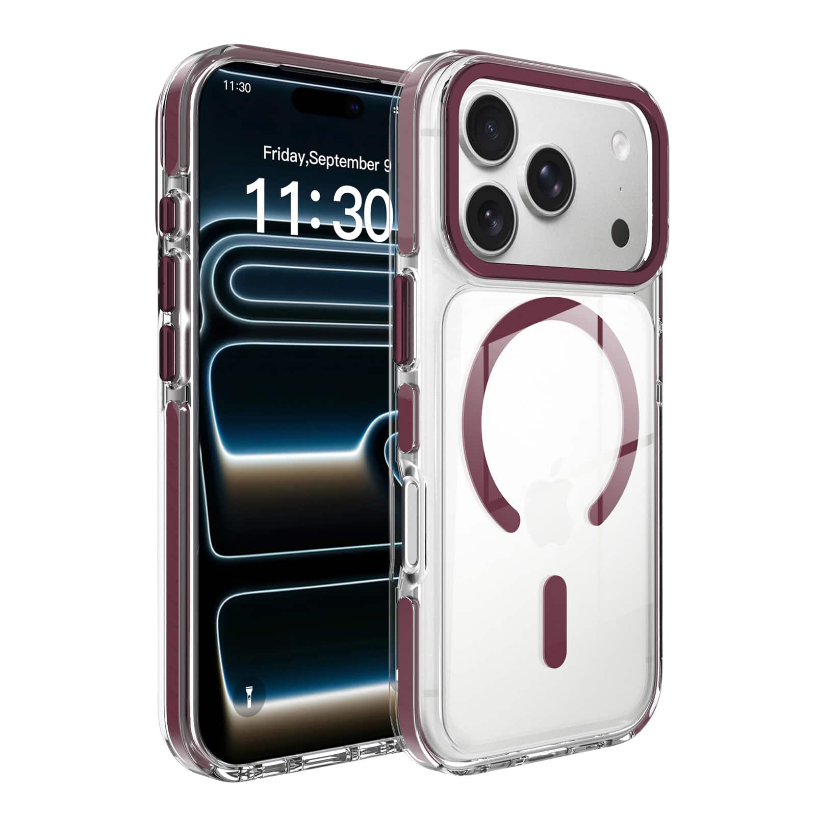 UUCOVER - Magnetic Case for Apple iPhone 17 Pro,Shockproof TPU+PC Clear Case Compatible with MagSafe Transparent Back Cover - Cherryred price history on PriceWatchPro