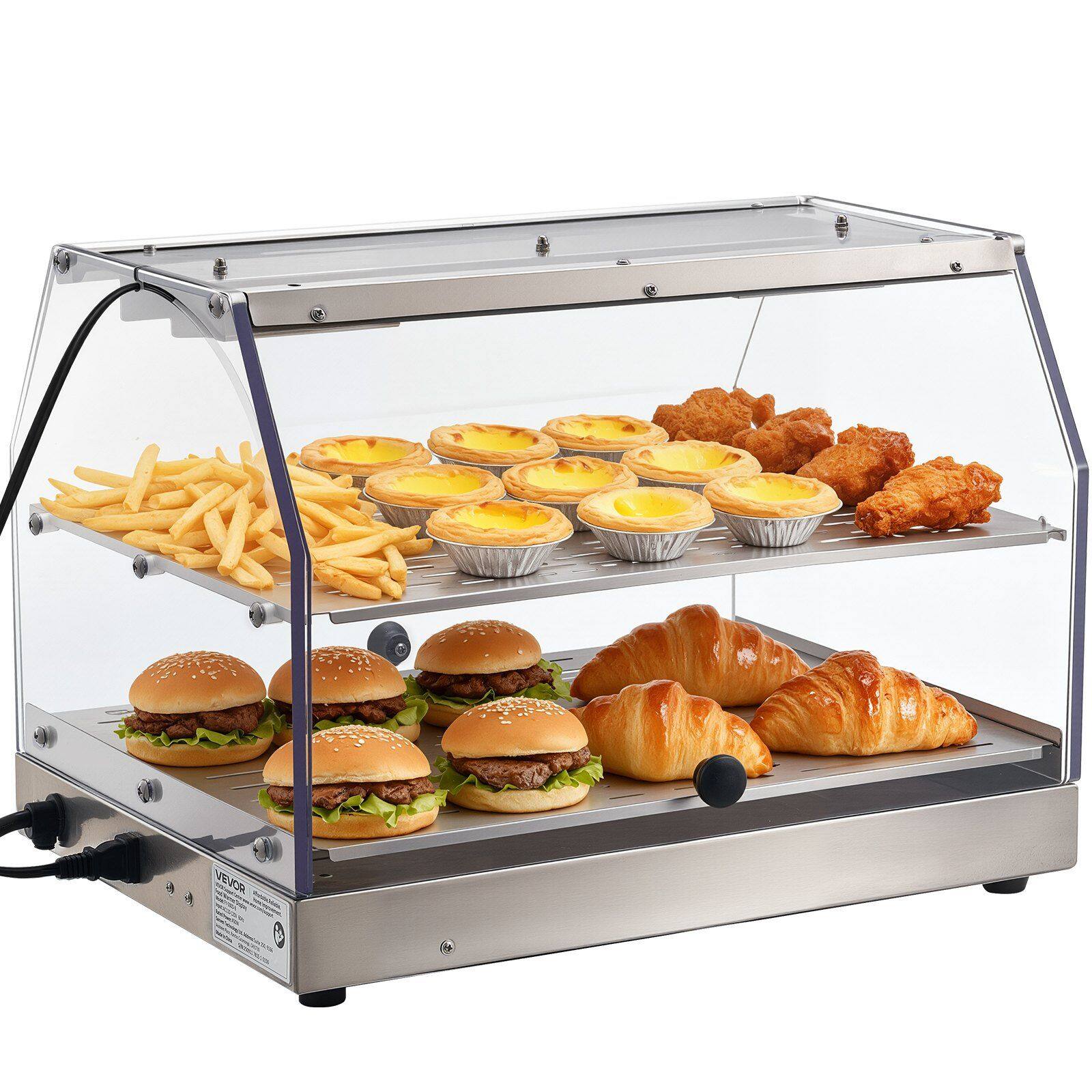 Alt View 5. Akoasm - Commercial Food Warmer with Light - 48L Double-Sided Door Display for Burgers, Pizza, Adjustable Temp 85-185°F - Silver.