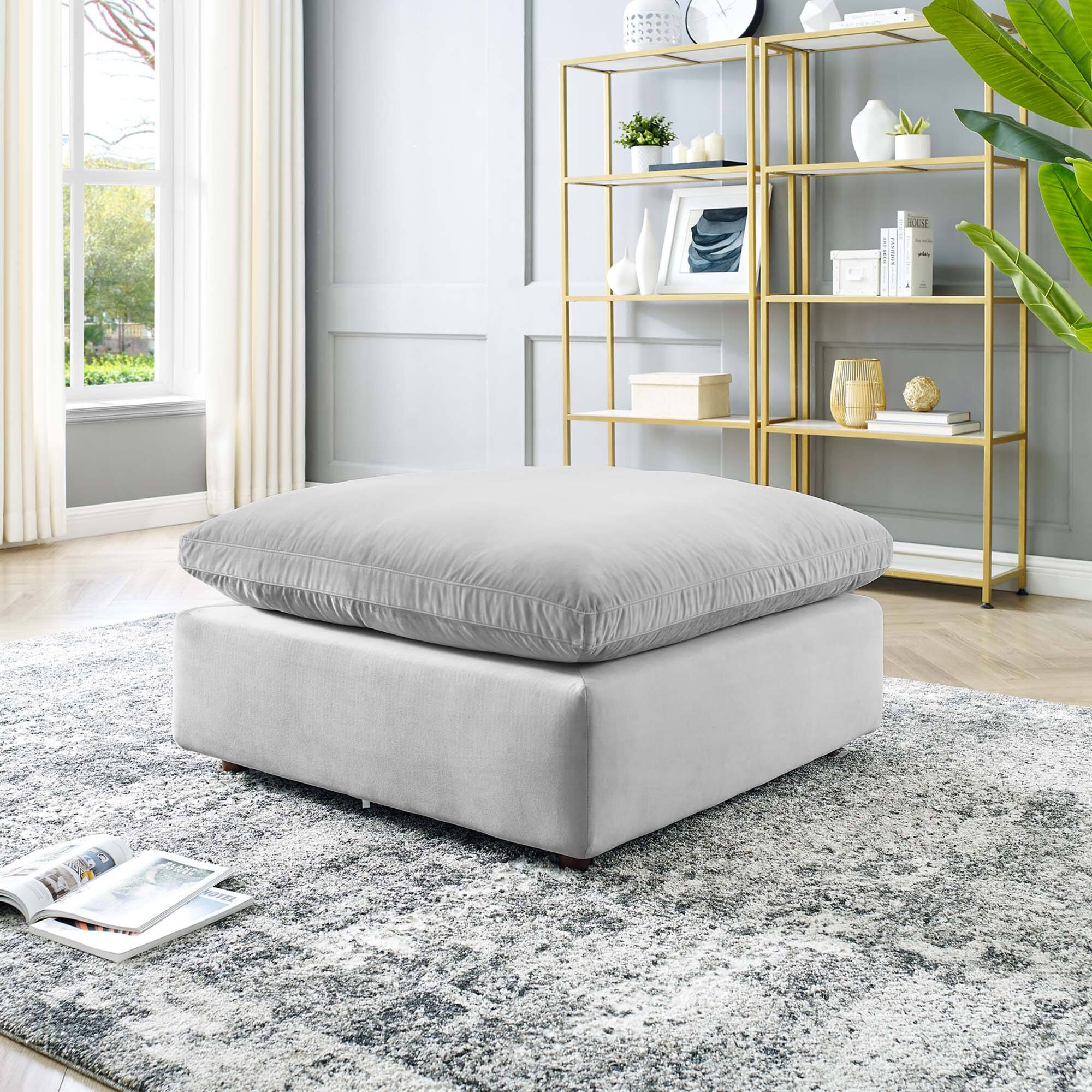 Front. Modway - Commix Down Filled Overstuffed Performance Velvet Ottoman by Modway - EEI-4365-LGR.