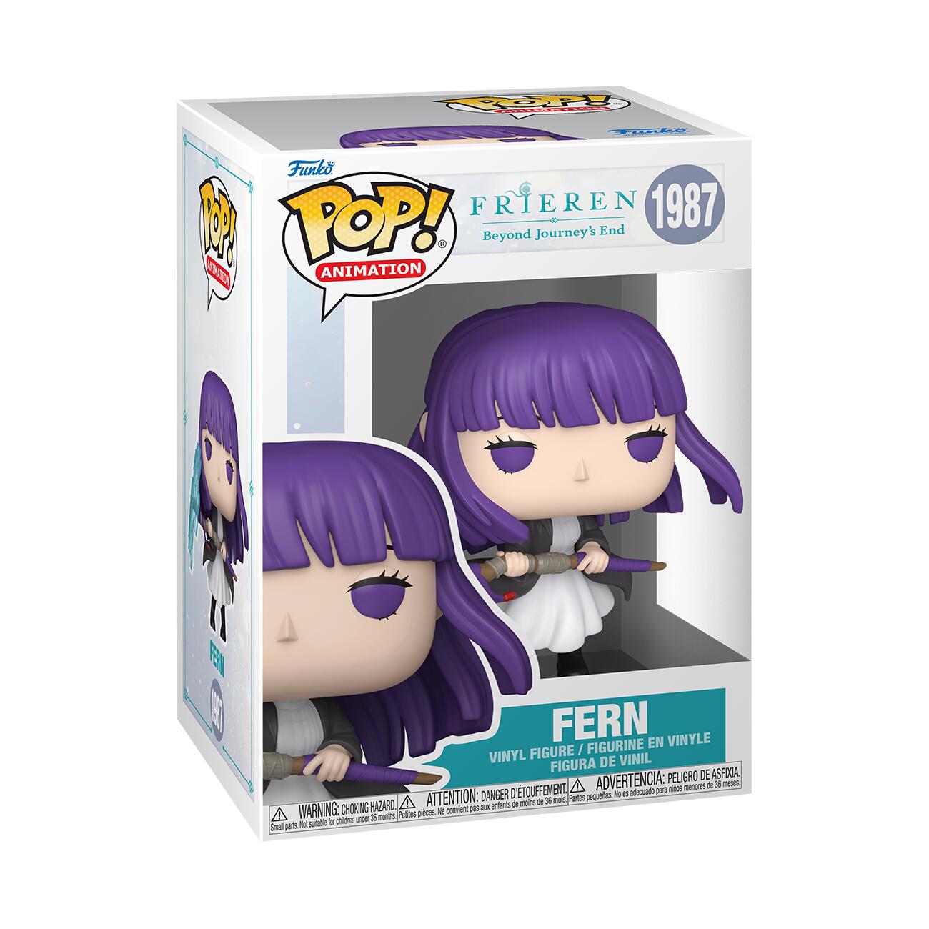 Funko POP!  
ANIMATION  

FRIEREN  
1987  
Beyond Journey's End  

FERN  
VINYL FIGURE / FIGURINE EN VINYLE / FIGURA DE VINIL / FIGURA DE VINIL  

WARNING: CHOKING HAZARD - Small parts. Not for children under 3 years.  
ATTENTION: DANGER DE SOUFFLETMENT - Petites pièces. Ne convient pas aux enfants de moins de 3 ans.  
ADVERTENCIA: PELIGRO DE ASFIXIA - Piezas pequeñas. No es adecuado para niños menores de 3 años.