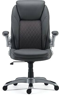 Front. Staples - Staples Sorina Ergonomic Bonded Leather Swivel Executive Chair, Grey (53253) - Grey.