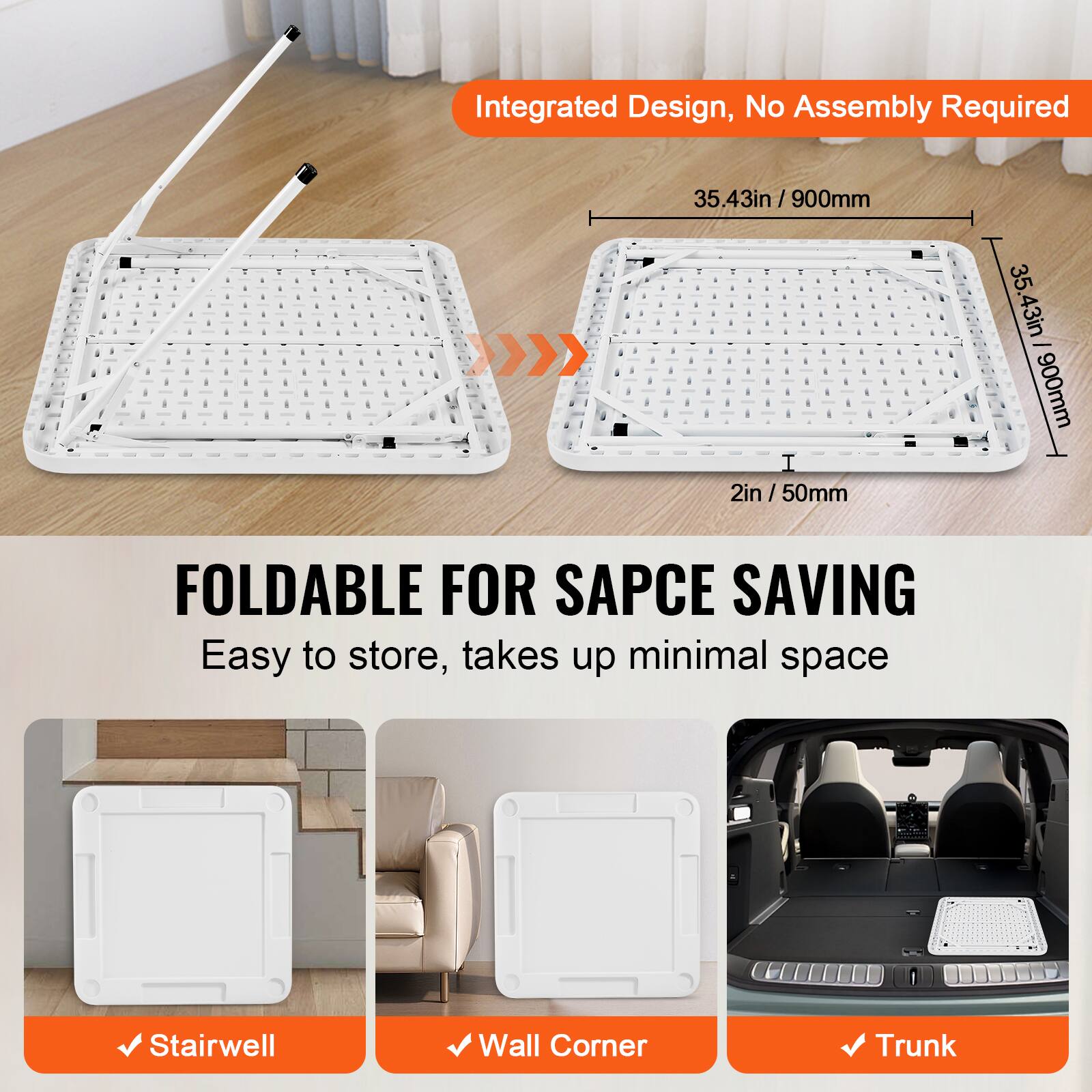 Integrated Design, No Assembly Required 35.43in / 900mm

FOLDABLE FOR SAPCE SAVING Easy to store, takes up minimal space

Stairwell
Wall Corner
Trunk