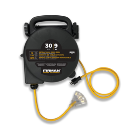 Firman - 30ft Retractable Extension Cord Reel 5-15P to 4x5-20R - Black, gold
