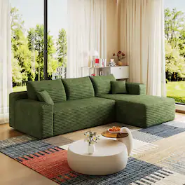 Meqiodas - 95" Cloud Sectional Sofa, Comfort L Shaped Couch for Living Room,Deep Seat Corner Couch,No Assembly Required - Green
