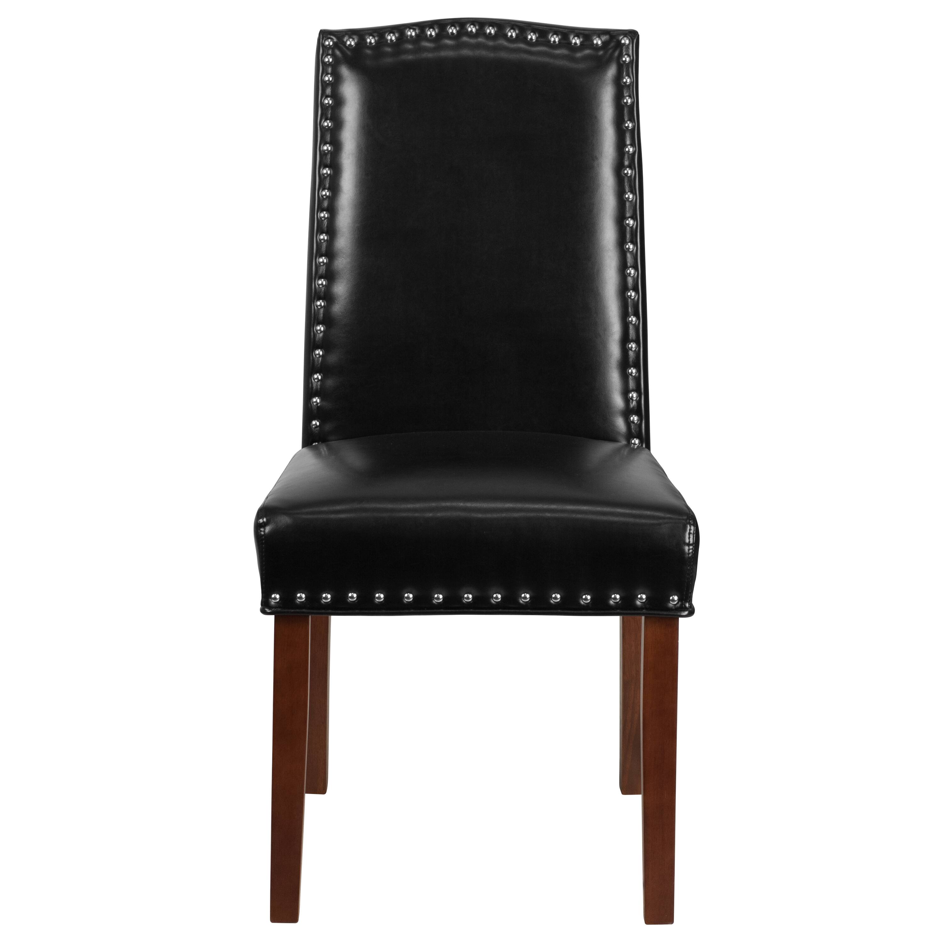 Alt View 6. Emma + Oliver - Parsons Chair with Accent Nail Trim - Black LeatherSoft.