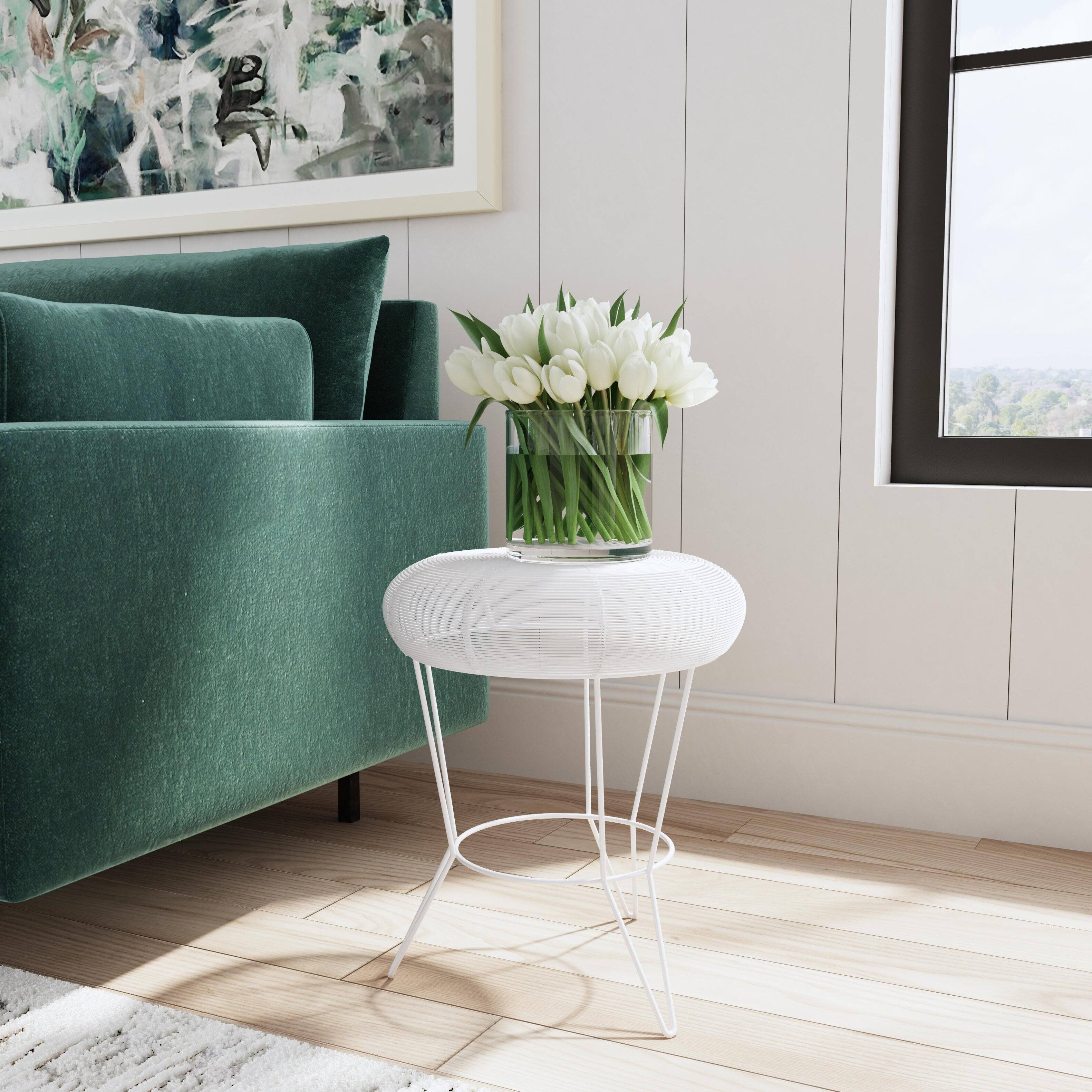 Alt View 6. Butler Specialty - Allen Decorative Wire Side Table - White.