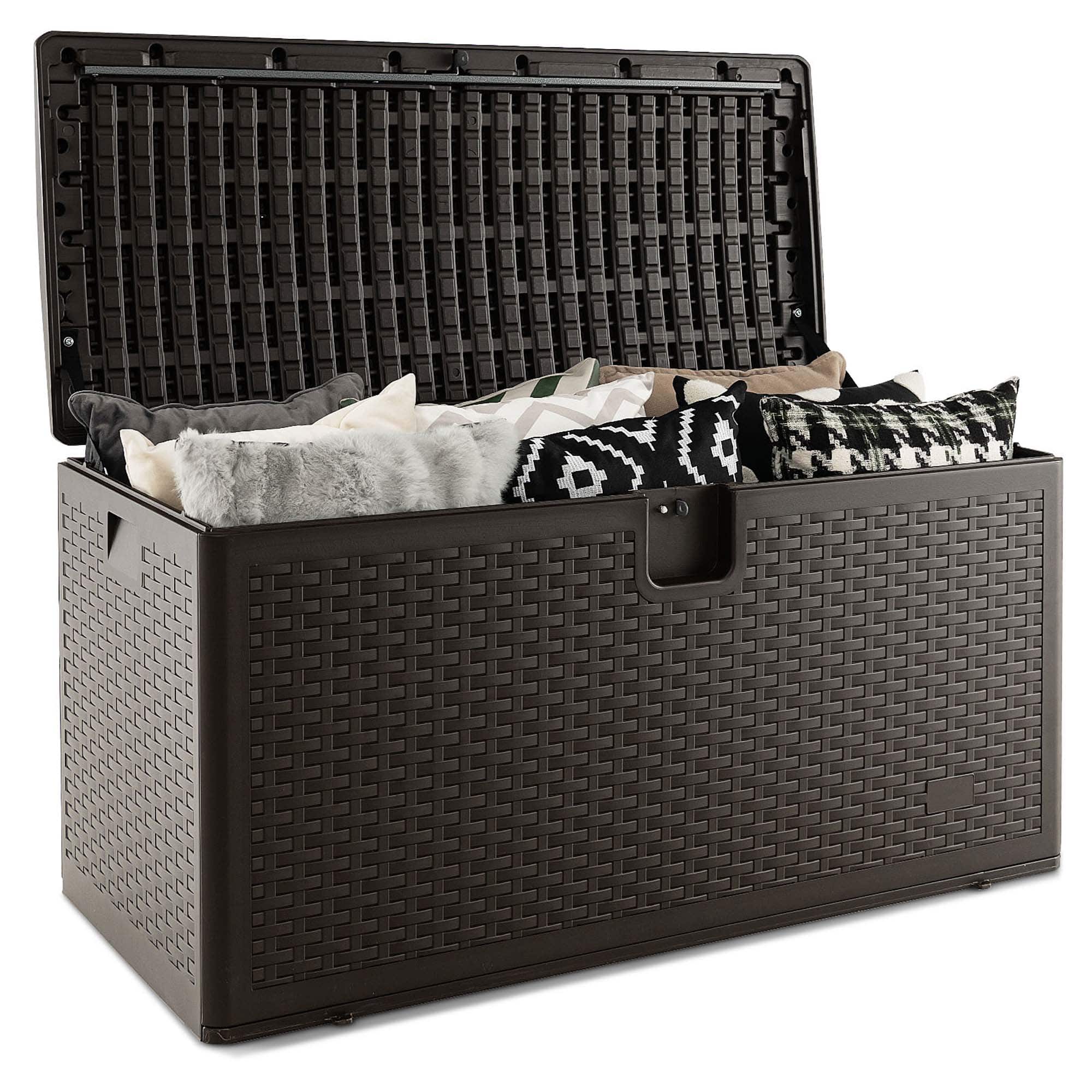 Costway - 100 Gallon Patio Deck Box Outdoor Waterproof Storage Container for Tools Toys - Brown