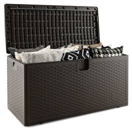 Costway - 100 Gallon Patio Deck Box Outdoor Waterproof Storage Container for Tools Toys - Brown